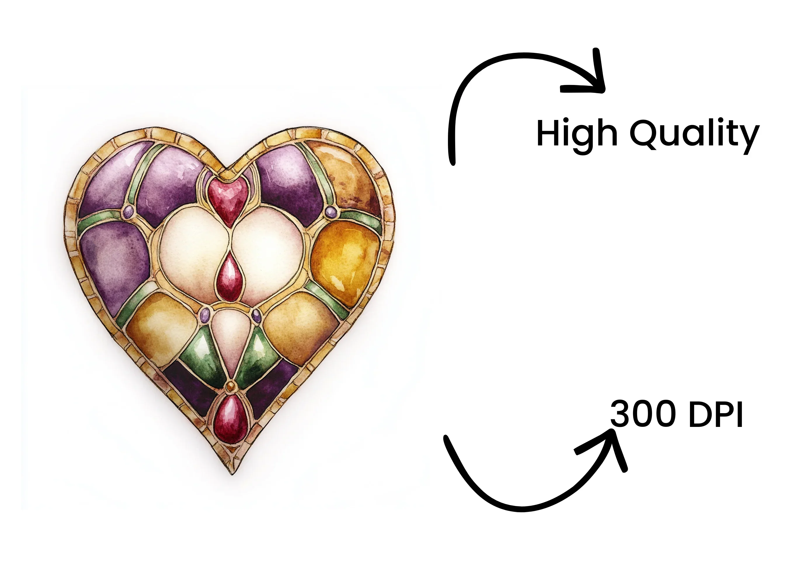 Jeweled Stained Glass Heart Clipart Bundle - Image 4