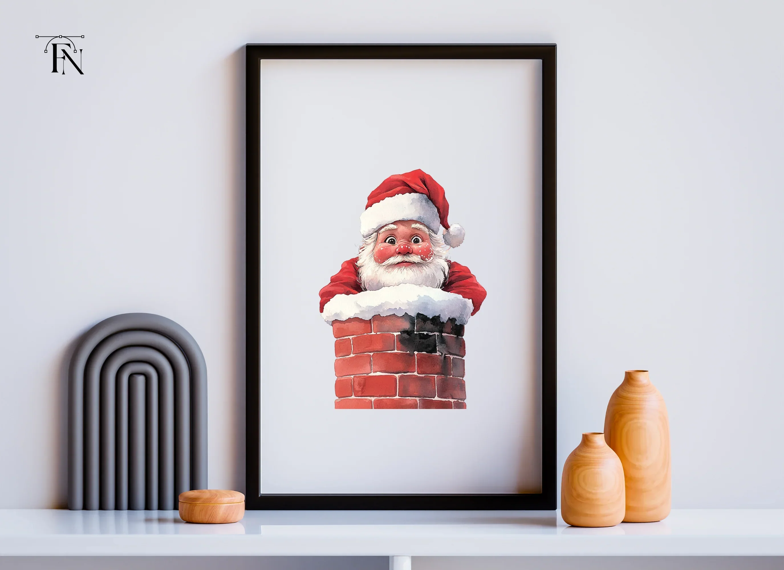 Jolly Santa Claus Chimney Clipart Bundle - Image 6