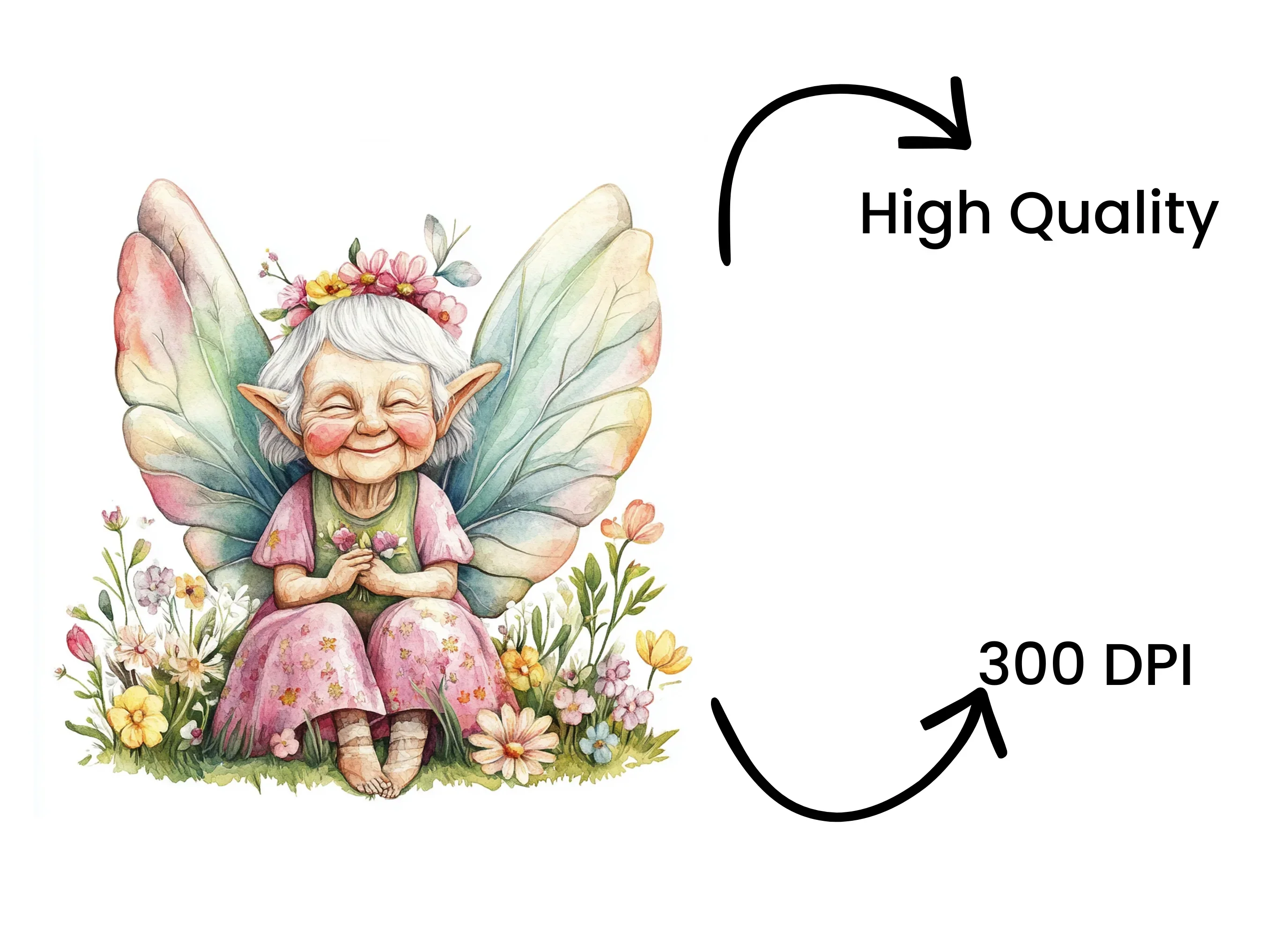 Joyful Elderly Fairy Faces Clipart Bundle - Image 4