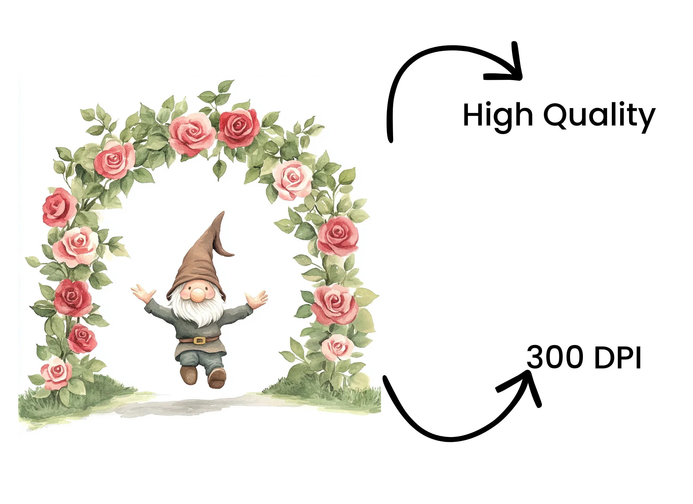 Joyful Gnomes with Rose Arches Clipart Bundle - Image 4