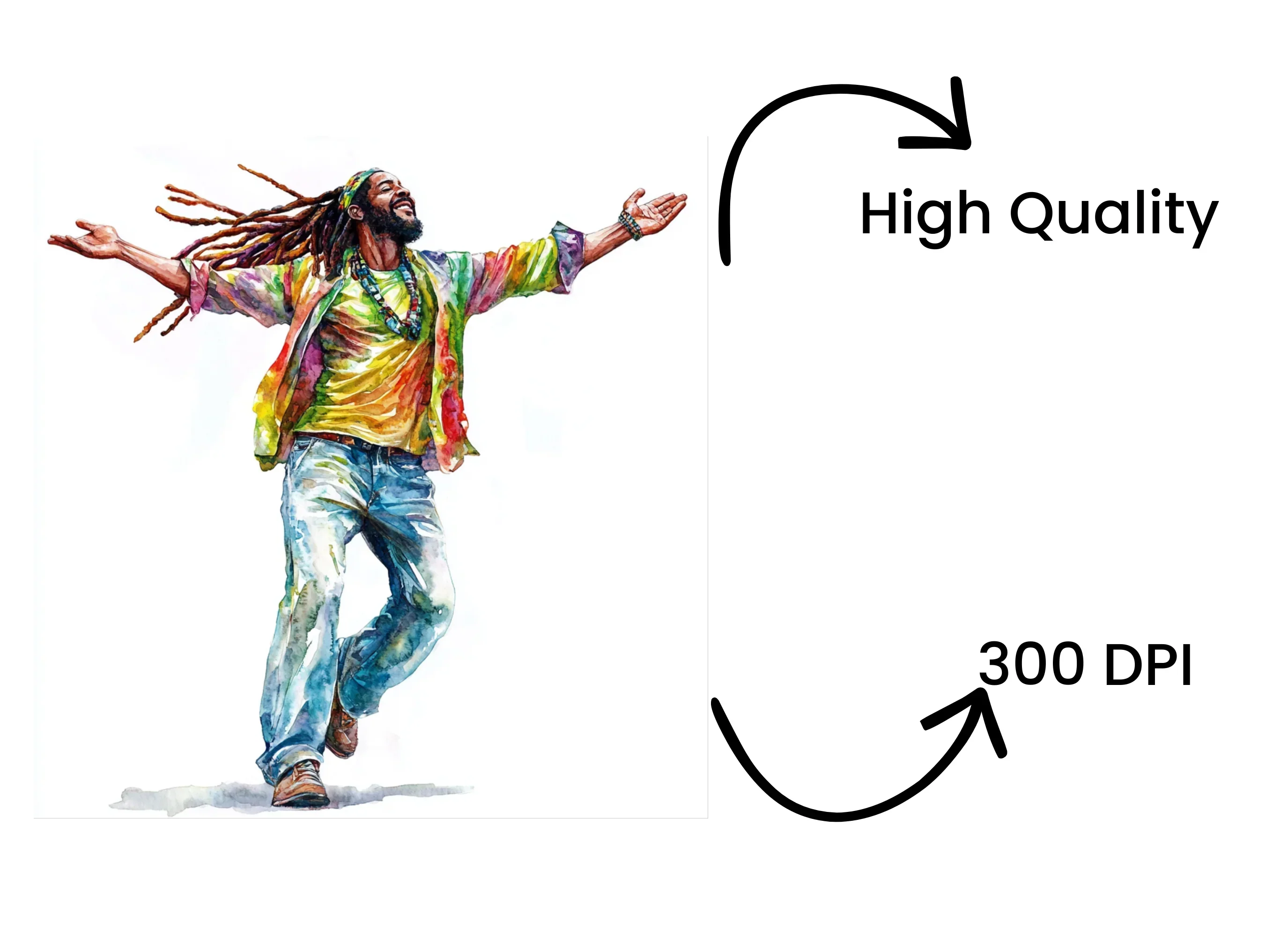 Joyful Rasta Man Dancing Clipart Bundle - Image 4