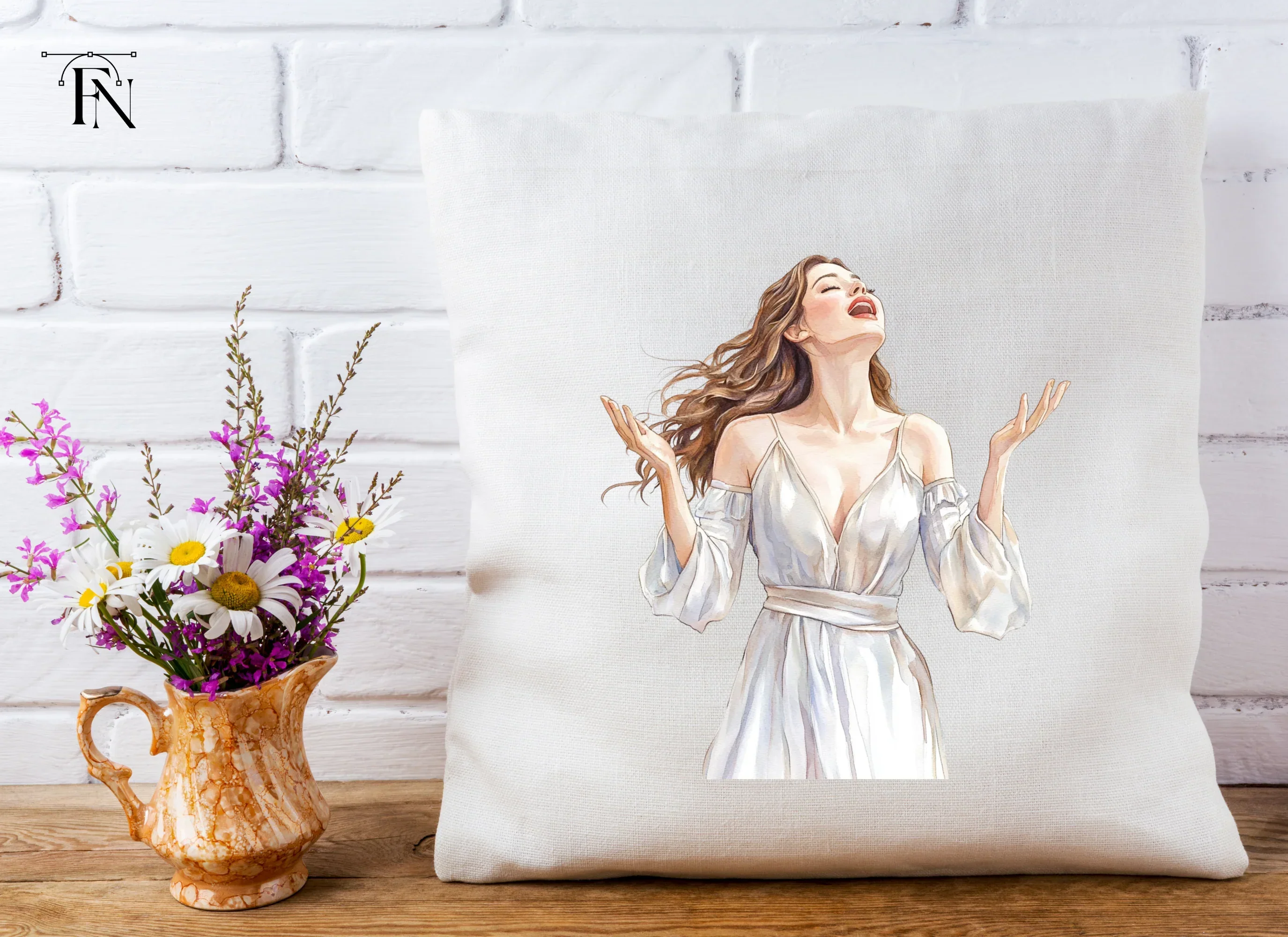 Joyful Woman in White Dress Clipart Bundle - Image 5