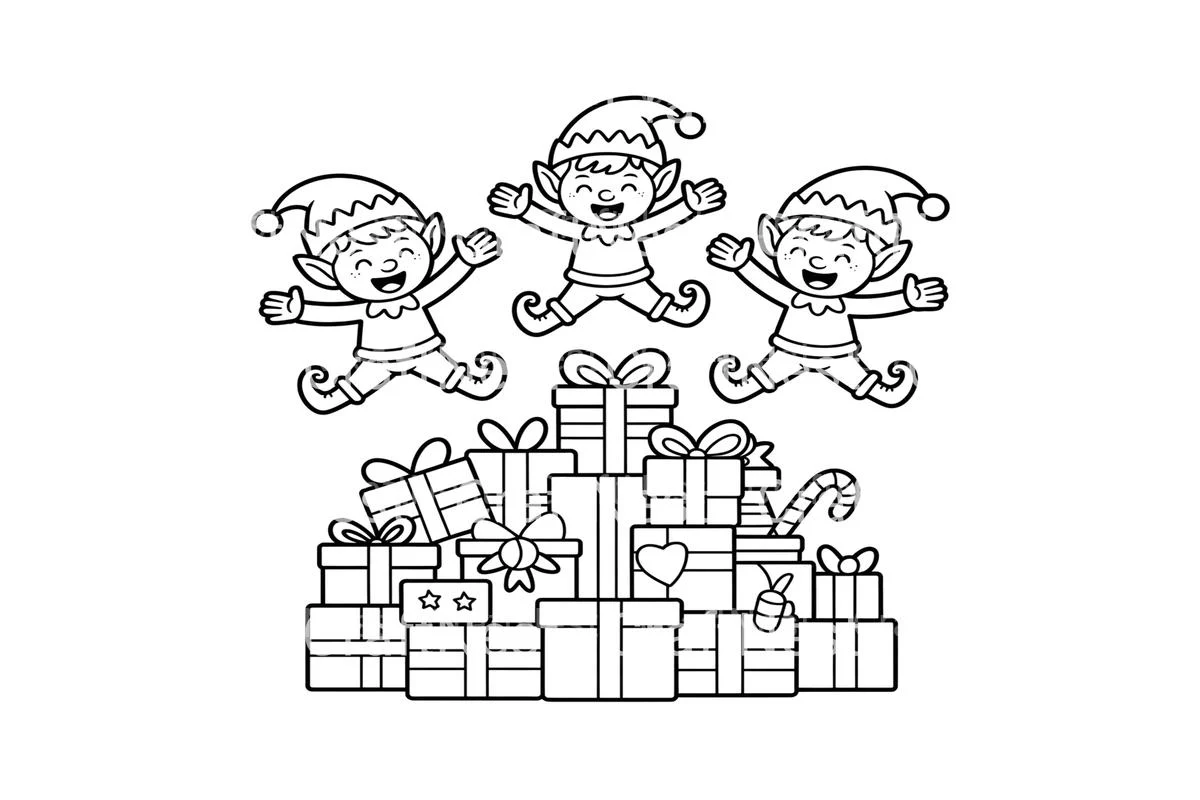 Jumping Elves and Gifts Coloring Books - Image 3