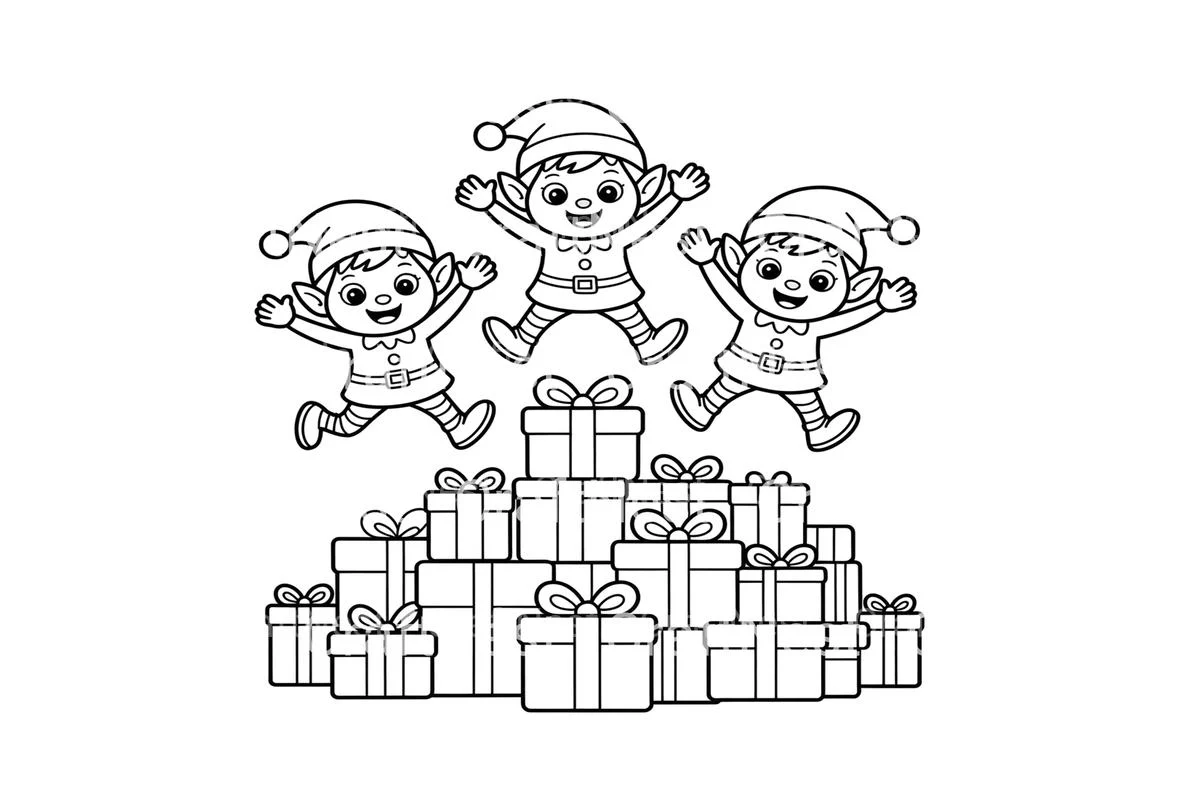 Jumping Elves and Gifts Coloring Books - Image 4