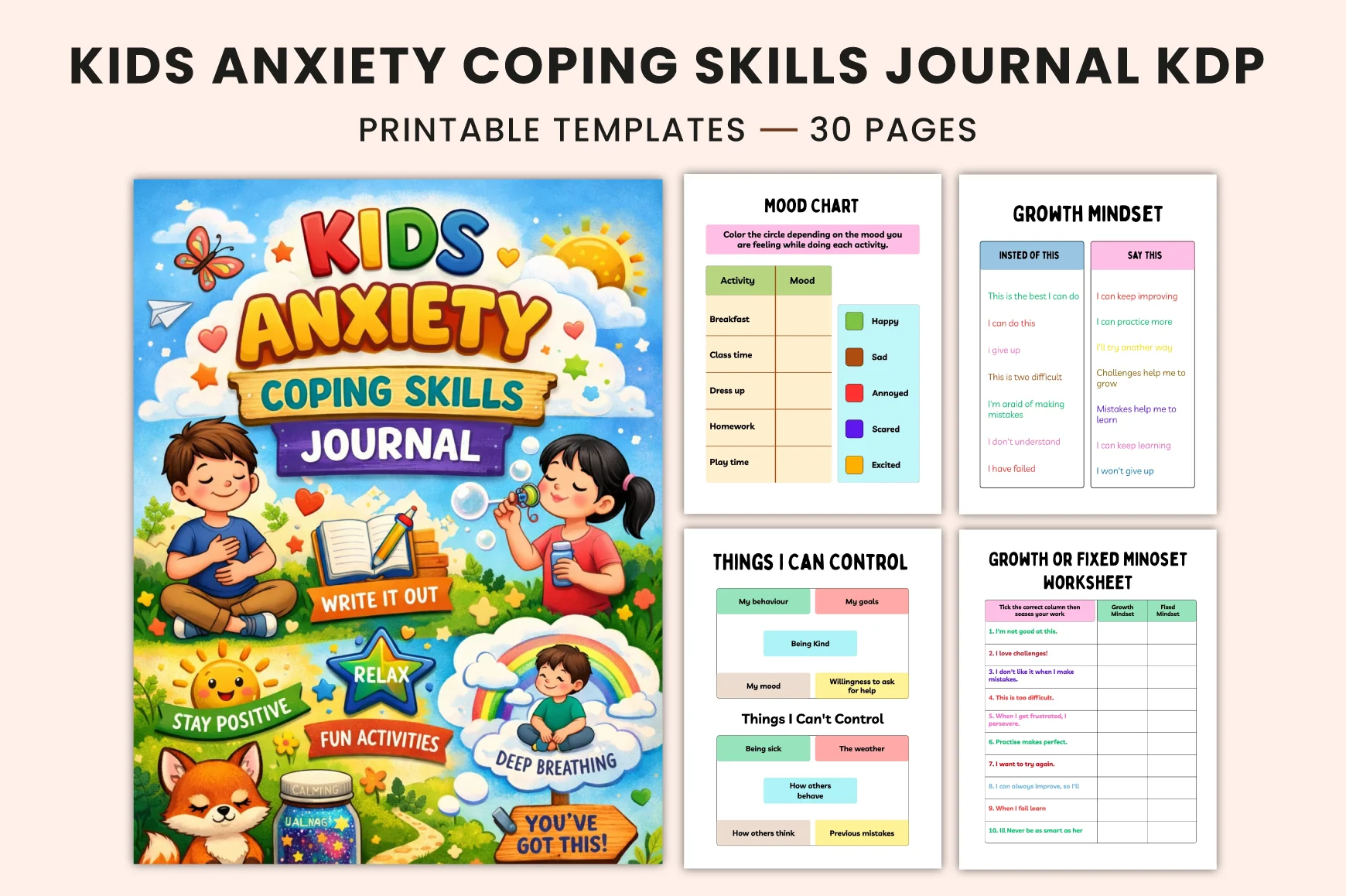 Kids Anxiety Coping Skills Journal