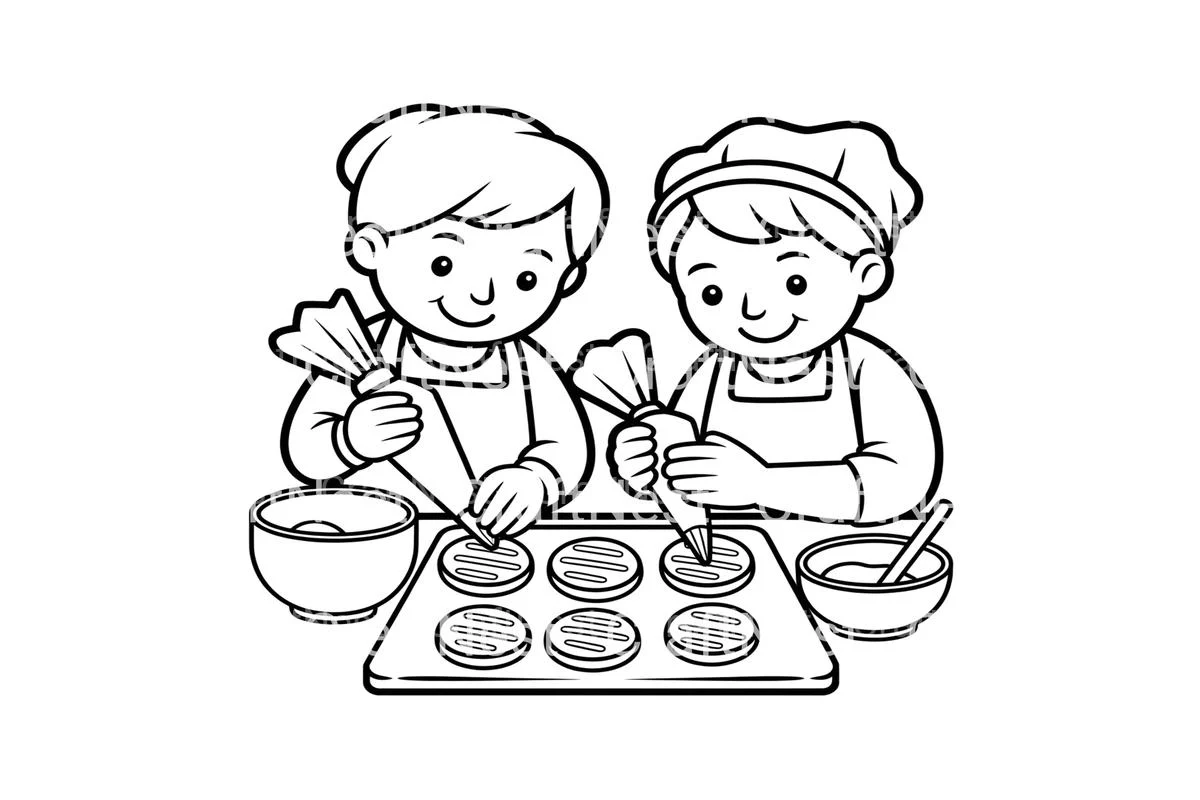 Kids Baking Christmas Cookies Coloring Books - Image 3