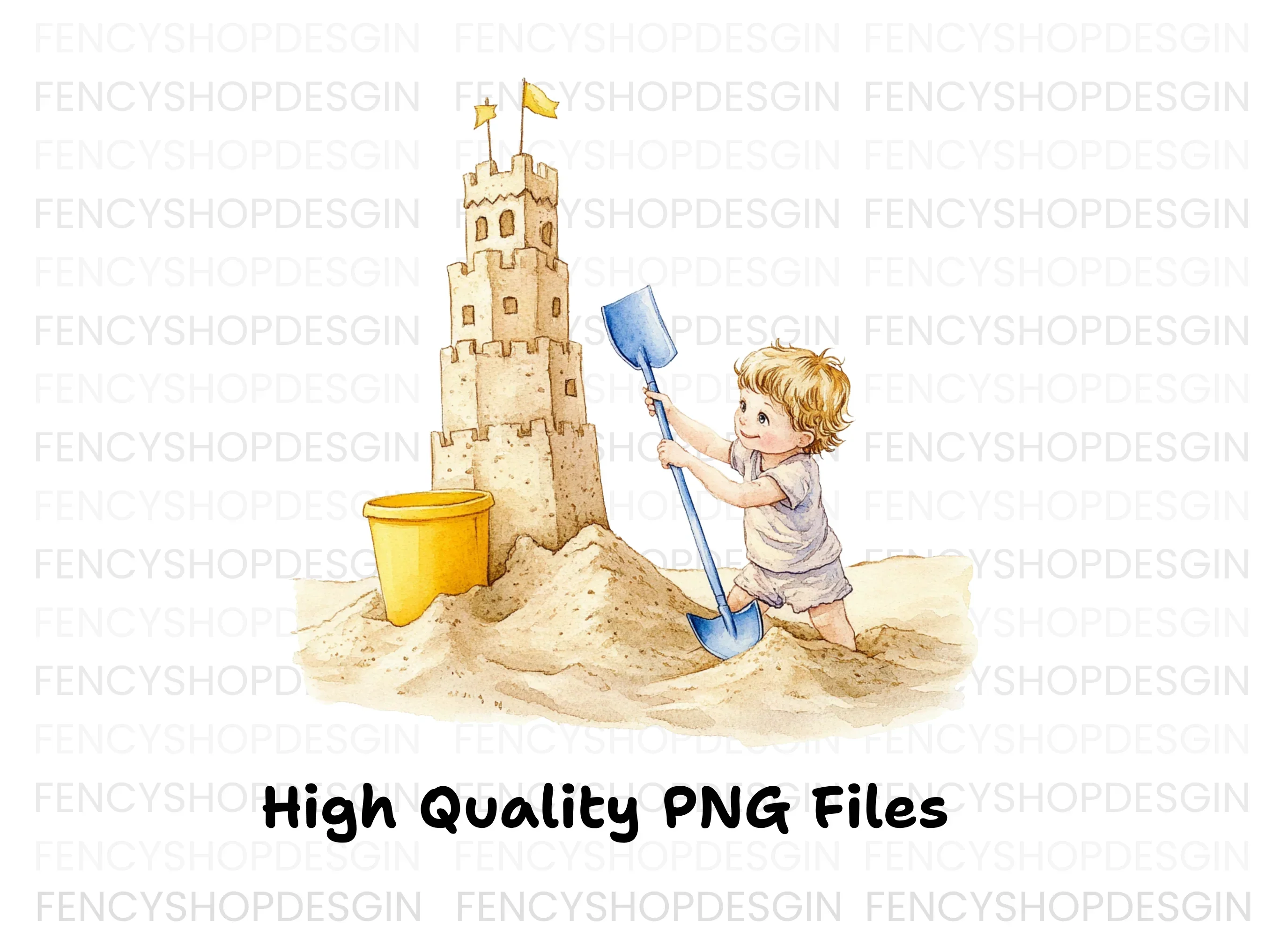 Kids Building Sandcastles Clipart Bundle - Image 4