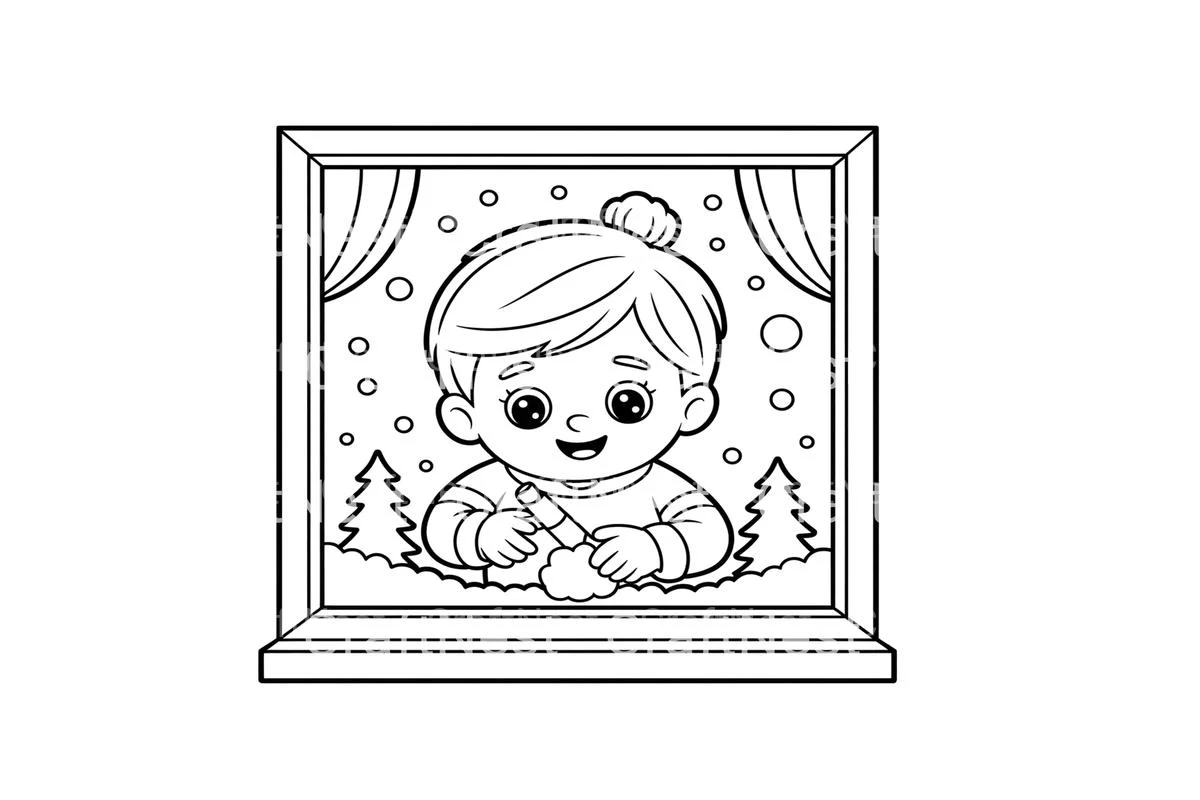 Kids Crafting Winter Scene Coloring Books - Image 2