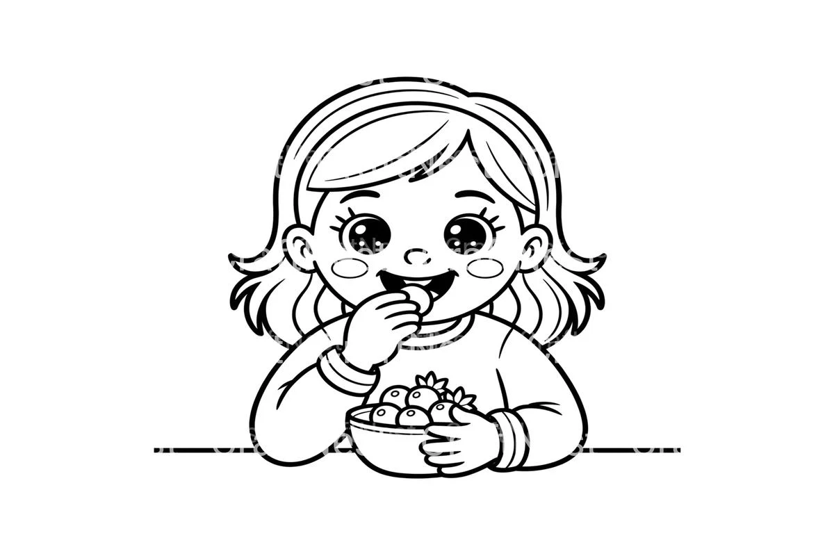 Kids Eating Healthy Fruits Coloring Books - Image 3