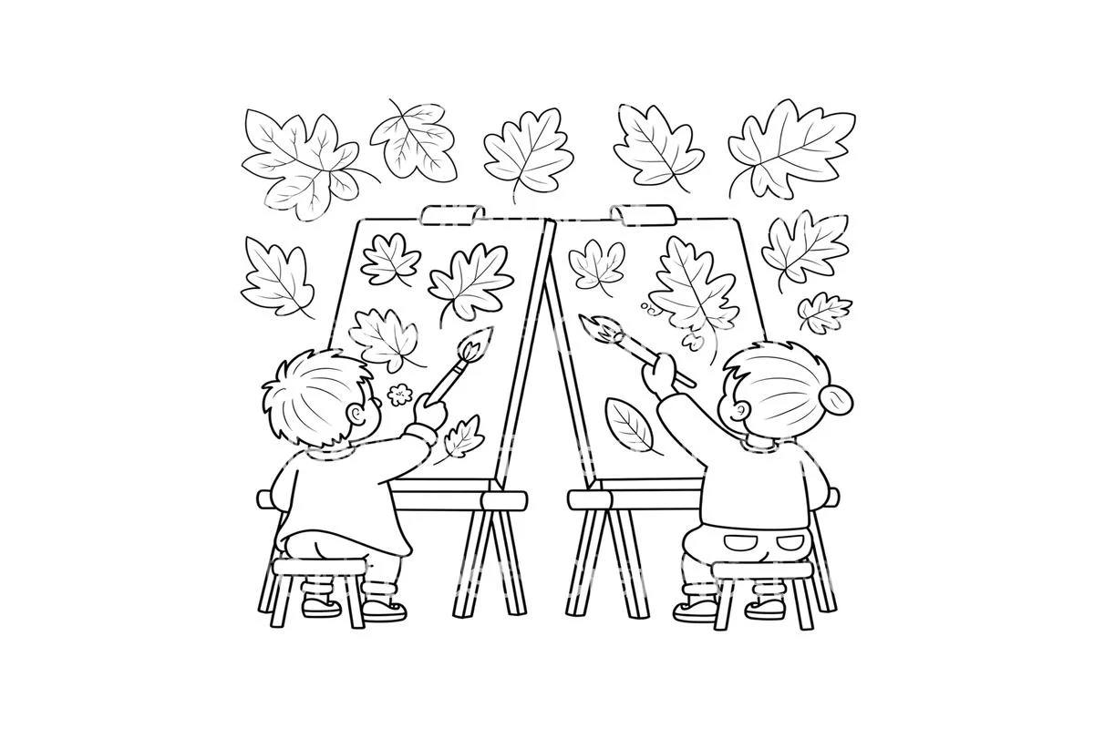 Kids Painting Autumn Leaves Coloring Books - Image 3