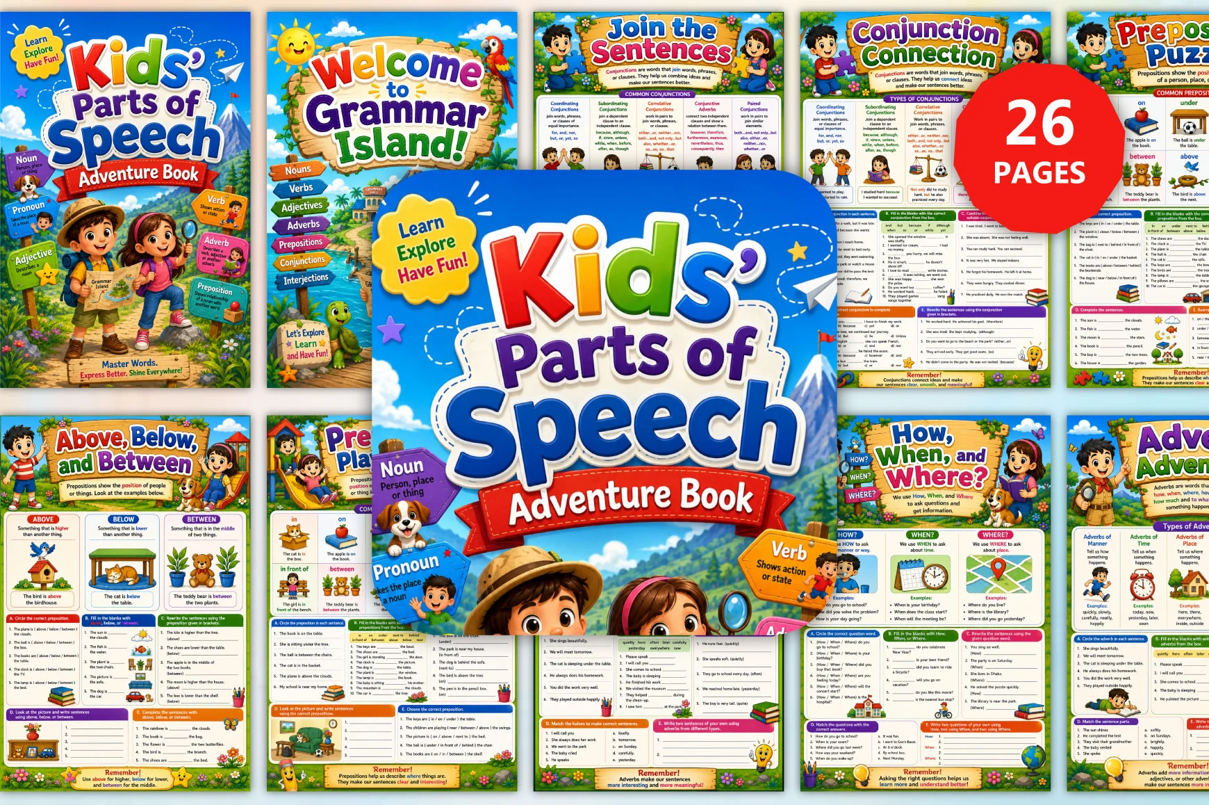 Kids Parts Of Speech Adventure Book