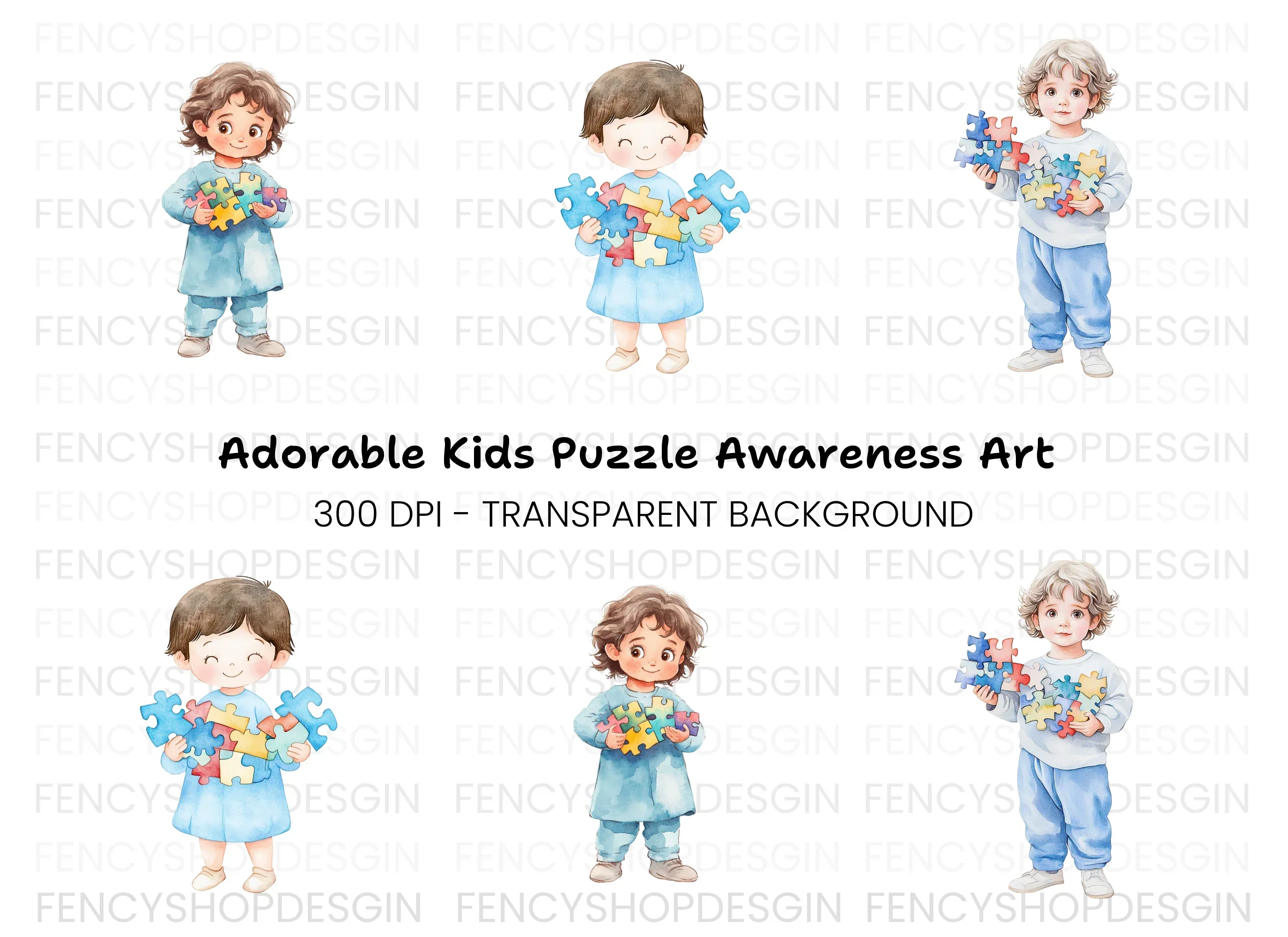 Kids Puzzle Pieces Clipart Bundle