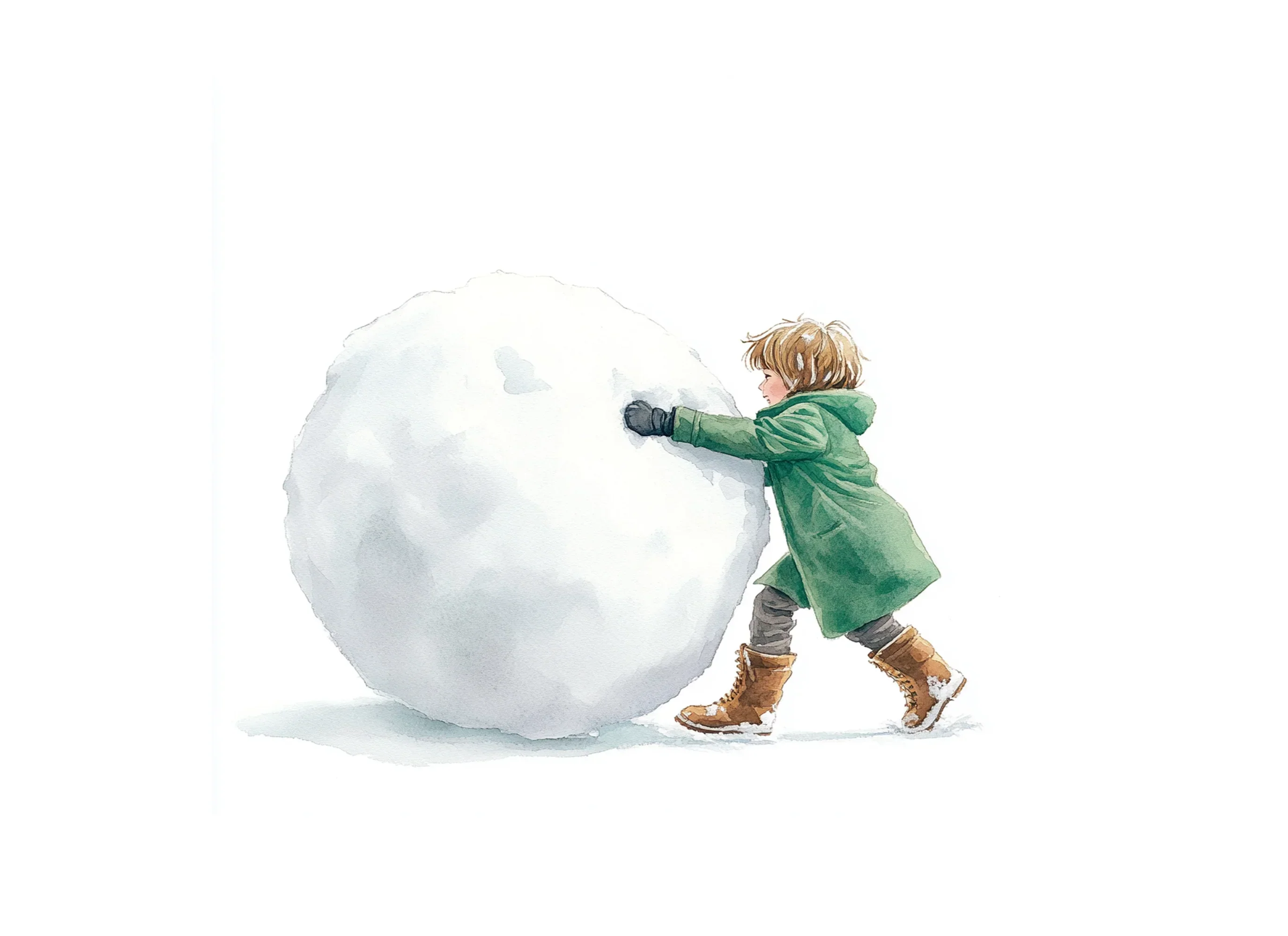 Kids Rolling Snowballs Clipart Bundle - Image 2