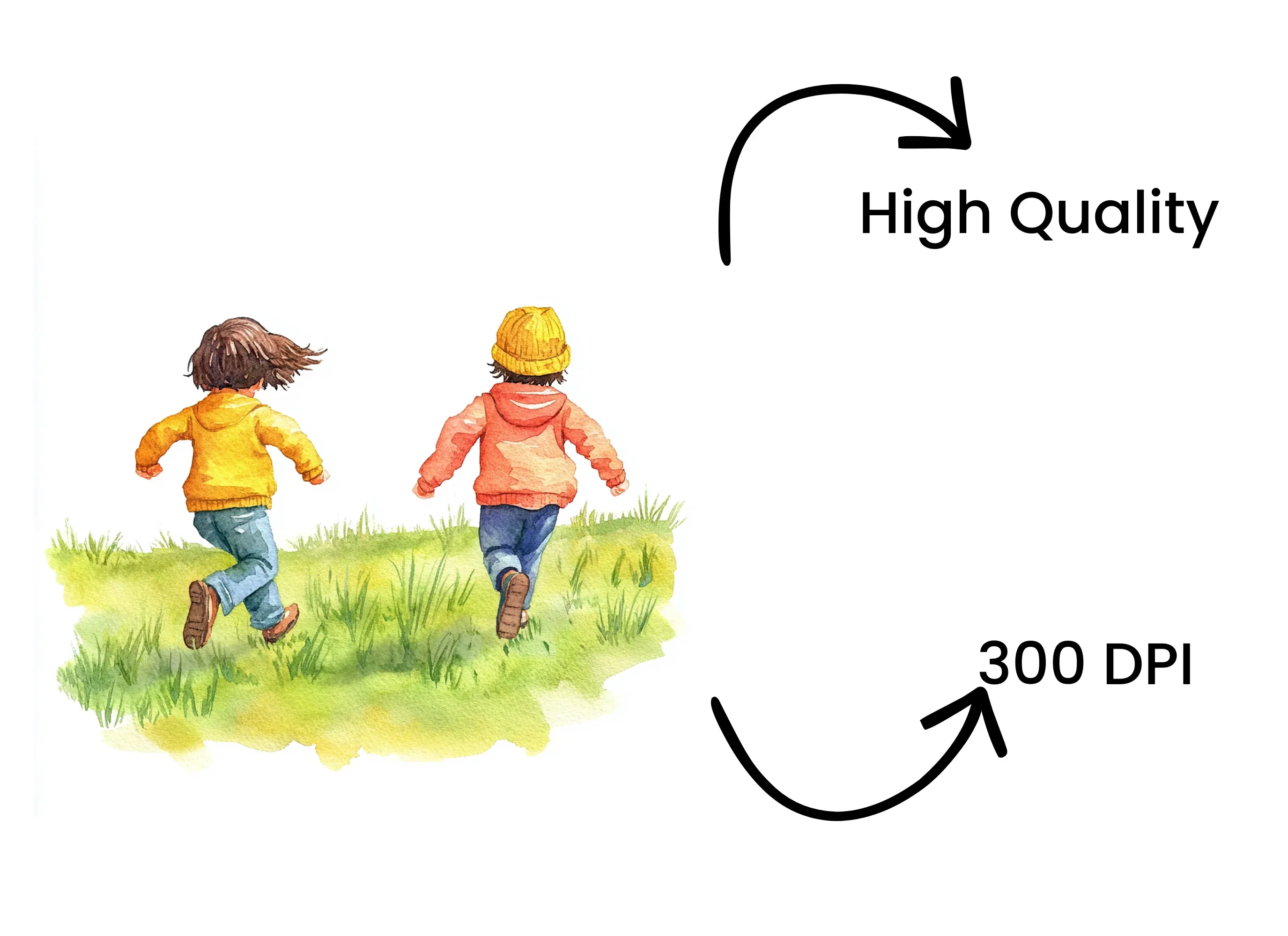 Kids Running in Field Clipart Bundle - Image 4