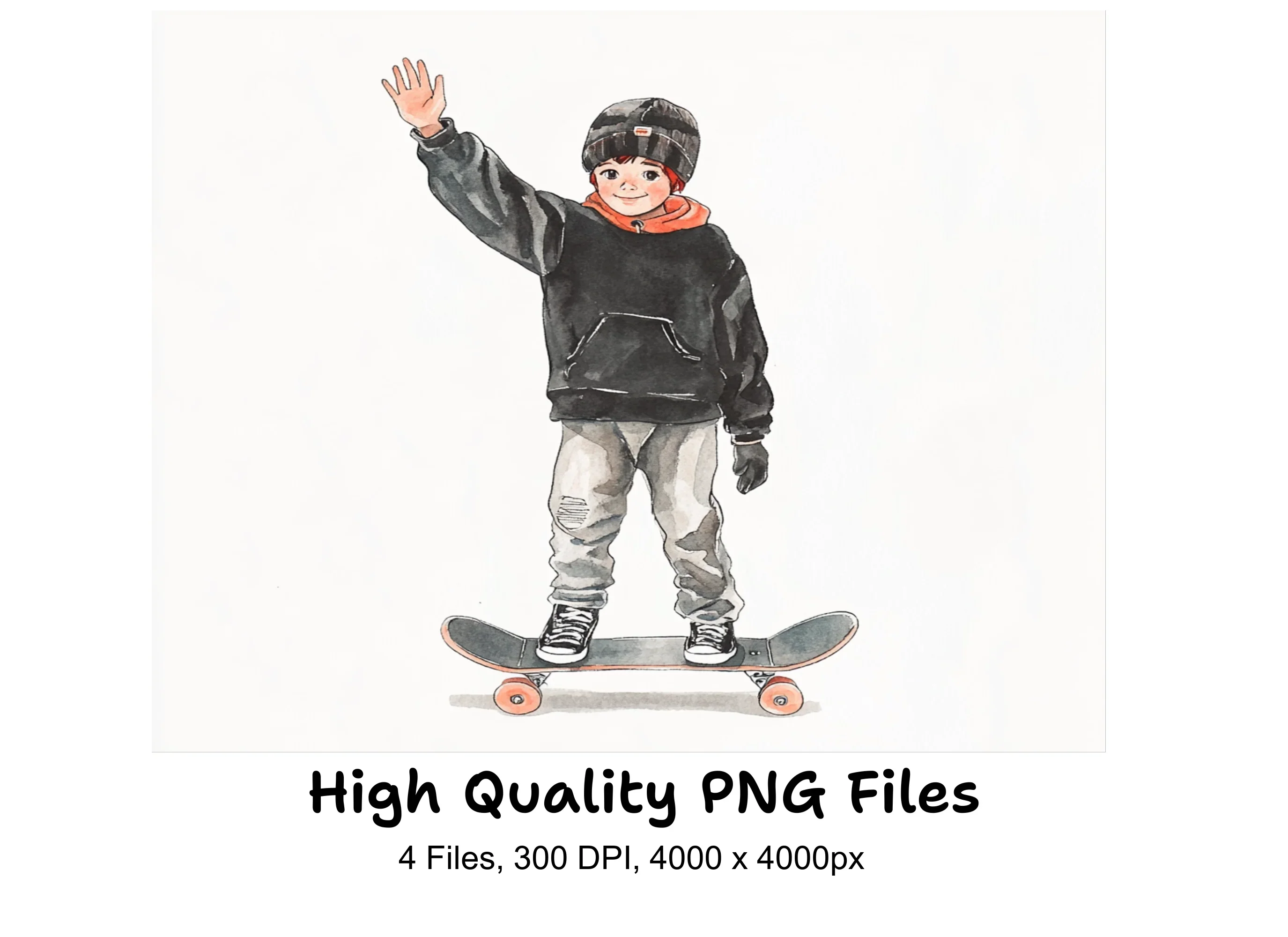Kids Skateboard Clipart Bundle