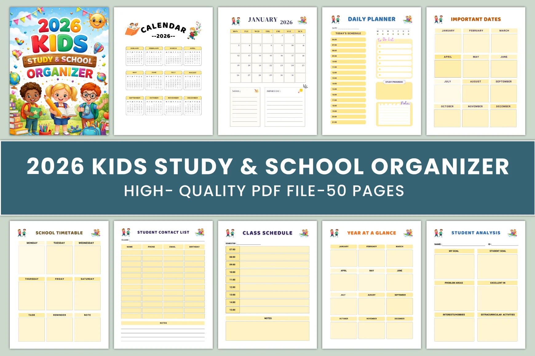 Kids Study School Planner
