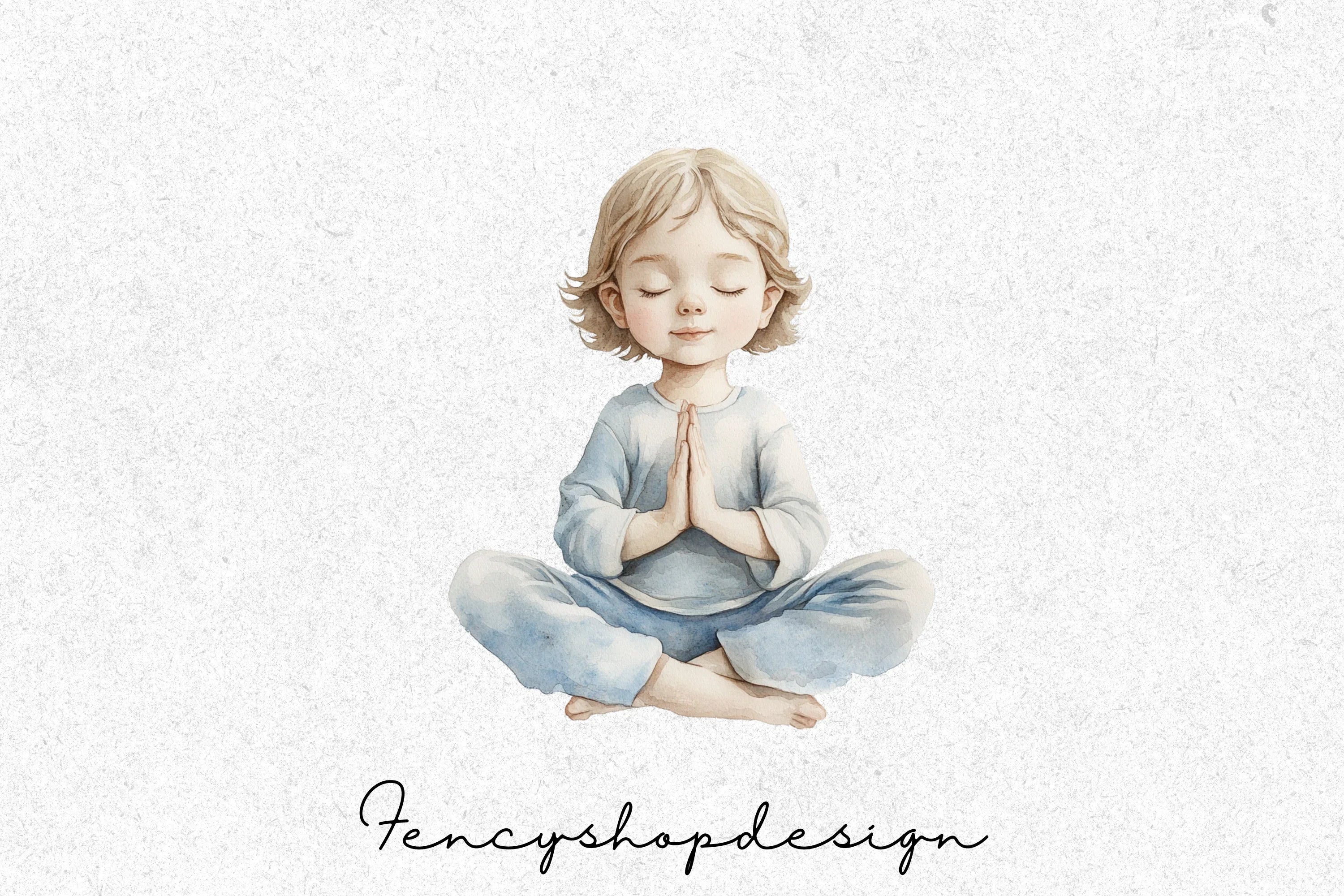 Kids Yoga and Meditation Poses Clipart Bundle - Image 3