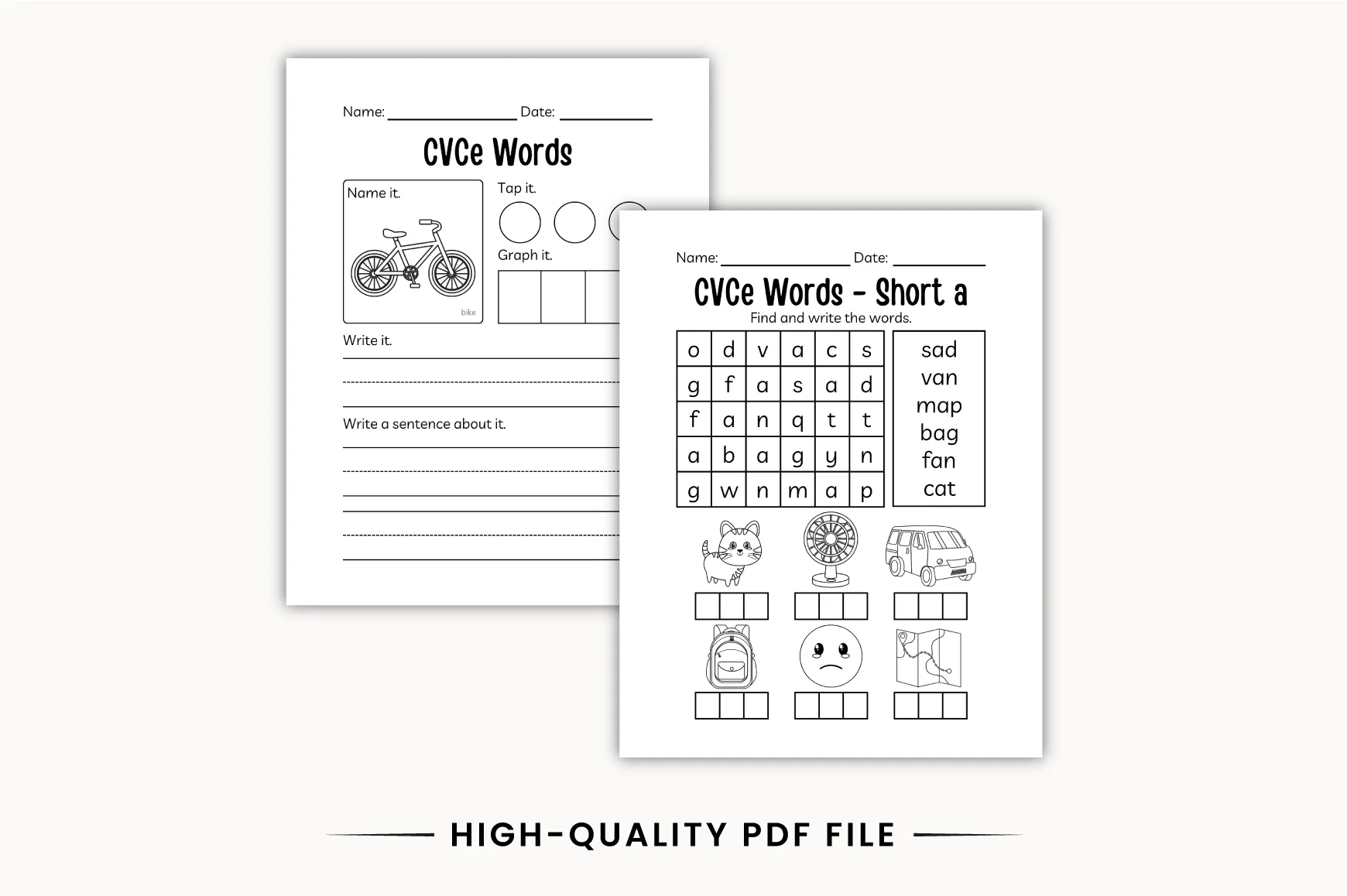 Kindergarten Long Vowel CVCe Workbook - Image 4