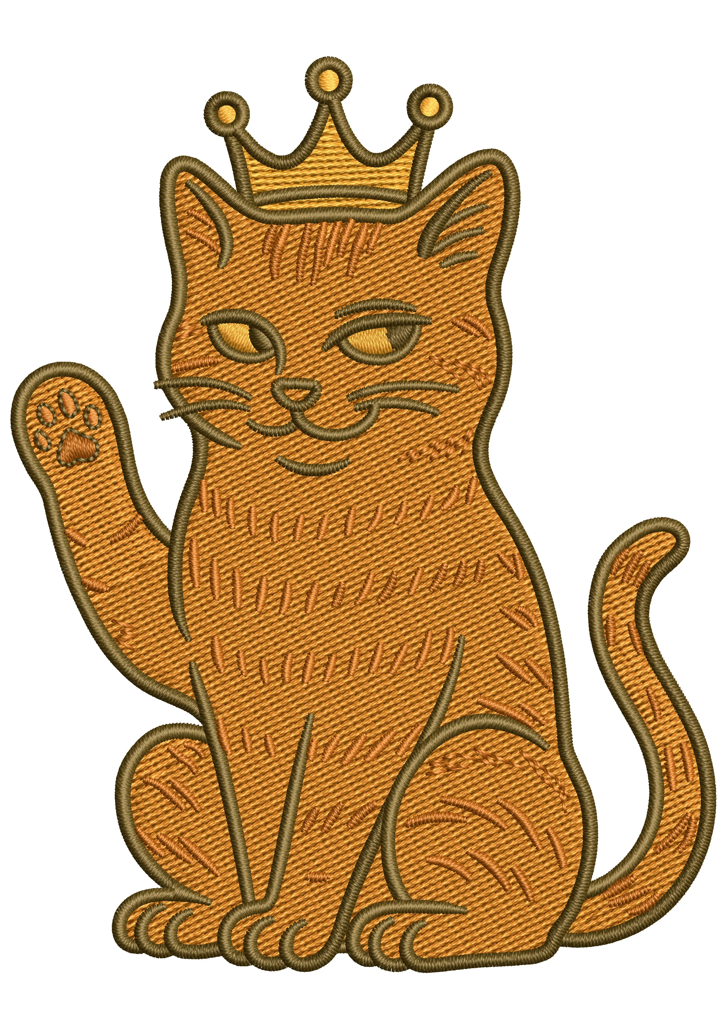 King Cat Embroidery Design