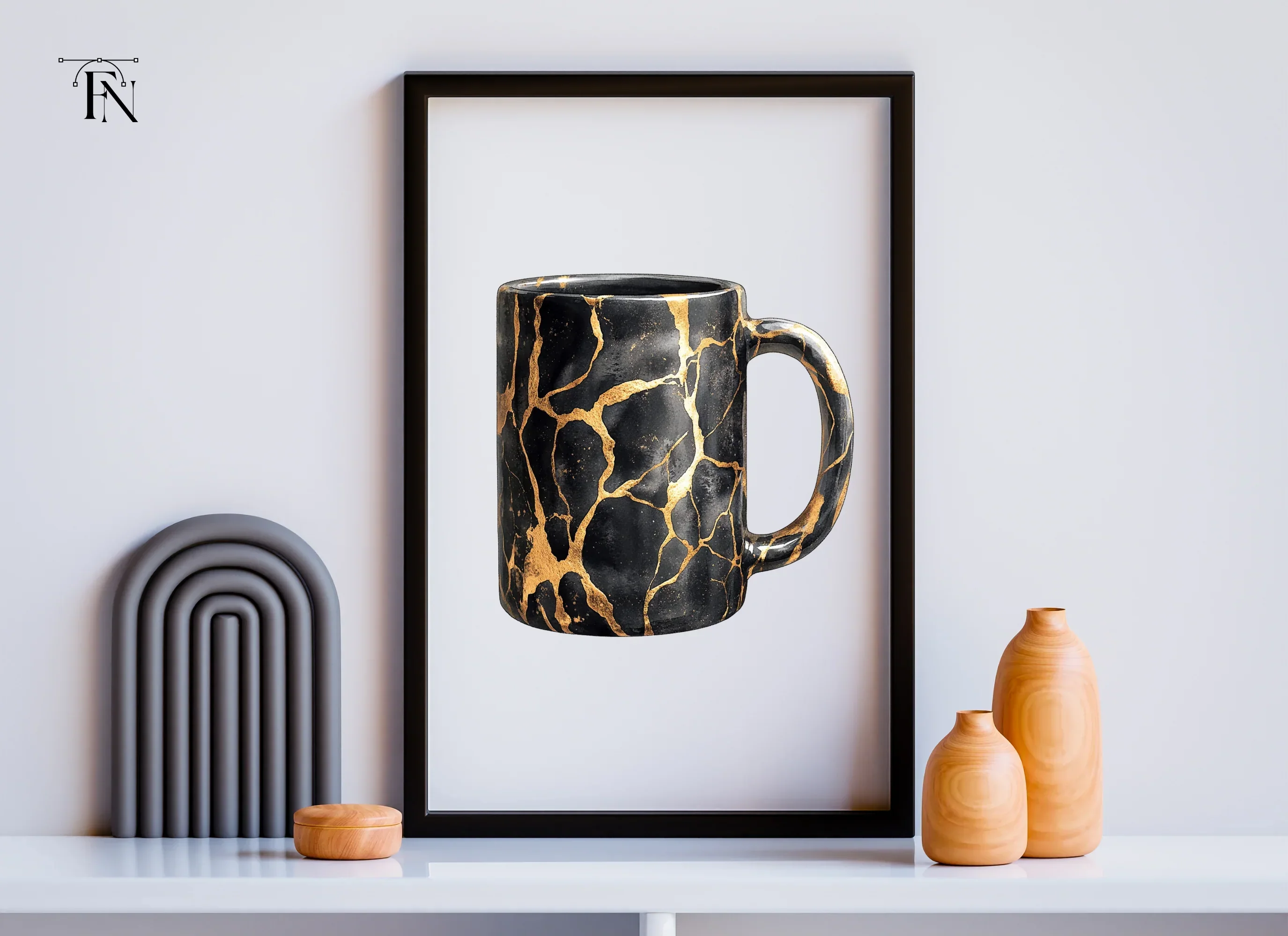 Kintsugi Black and Gold Clipart Bundle - Image 6