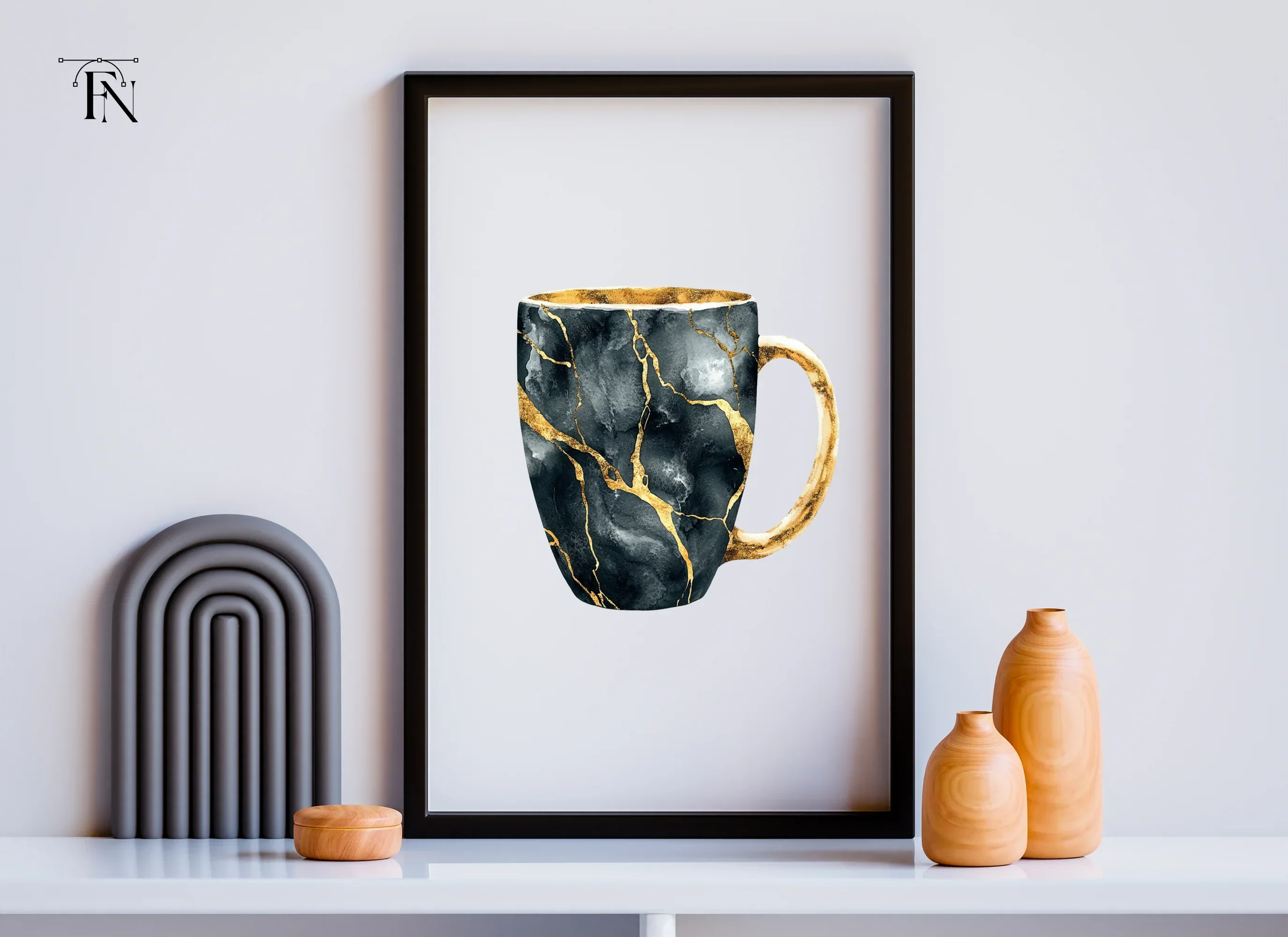 Kintsugi Black and Gold Clipart Bundle - Image 3
