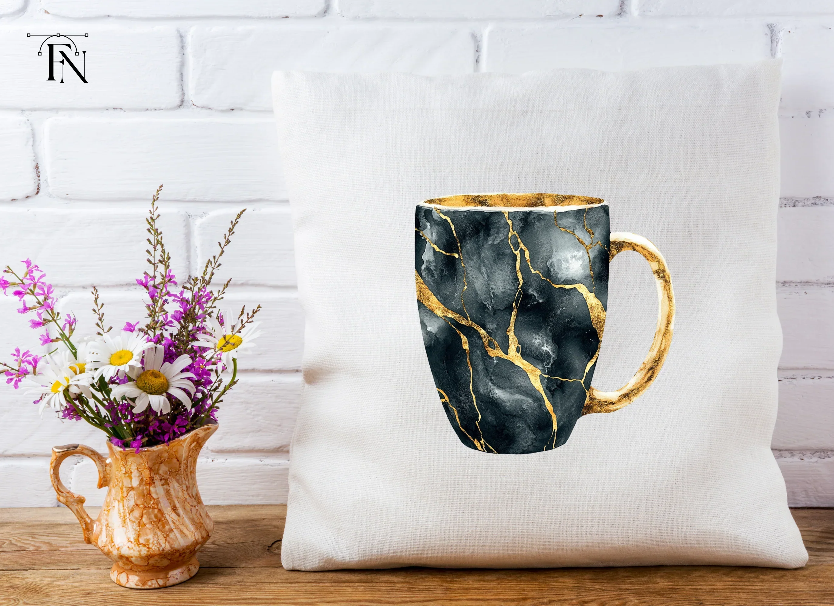 Kintsugi Black and Gold Clipart Bundle - Image 4