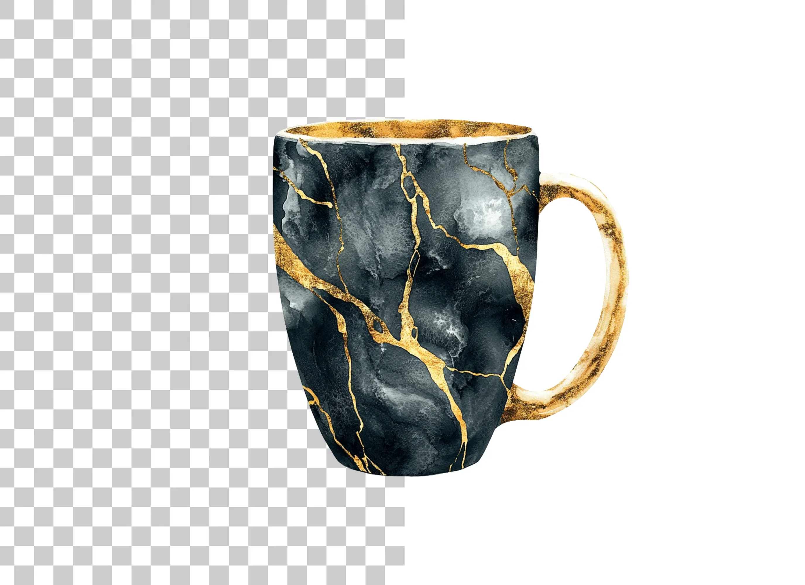 Kintsugi Black and Gold Clipart Bundle - Image 6