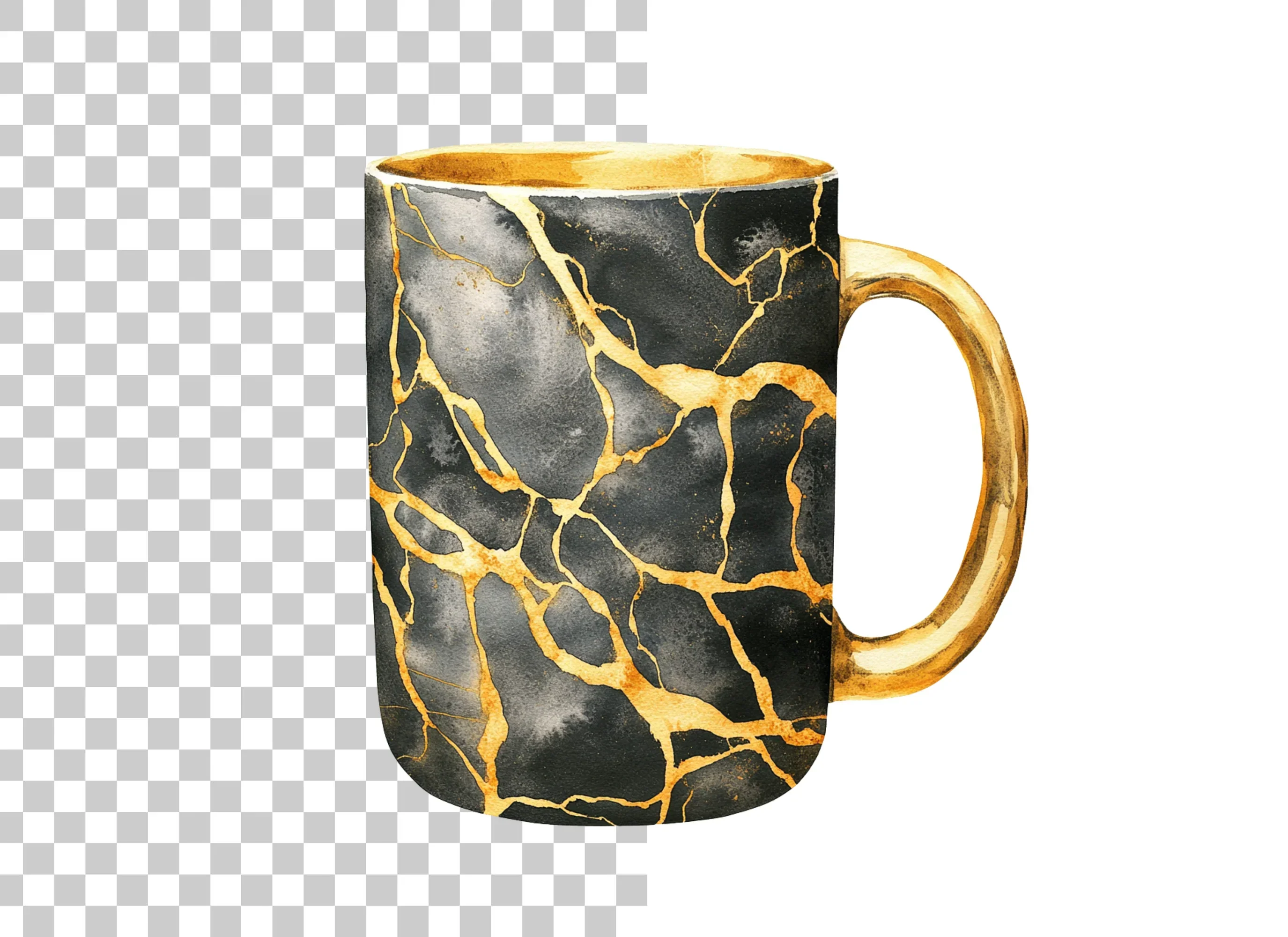 Kintsugi Gold Cracked Black Clipart Bundle - Image 2