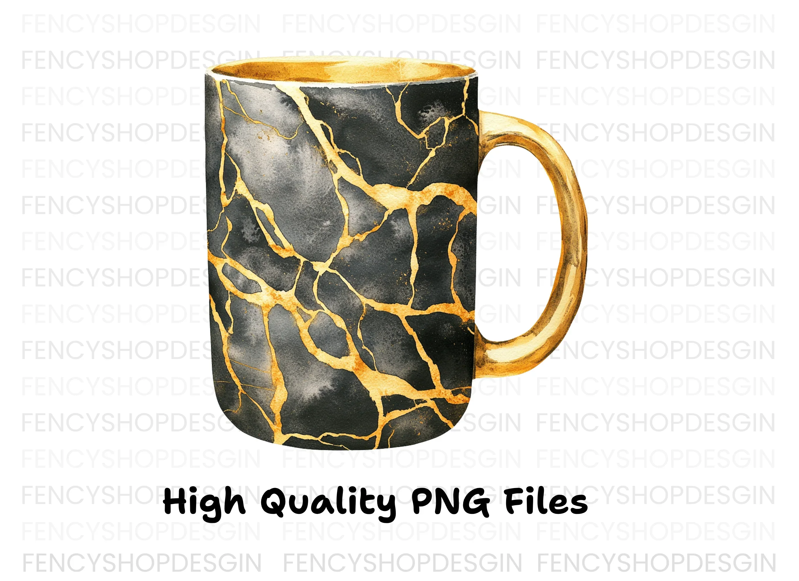 Kintsugi Gold Cracked Black Clipart Bundle - Image 3