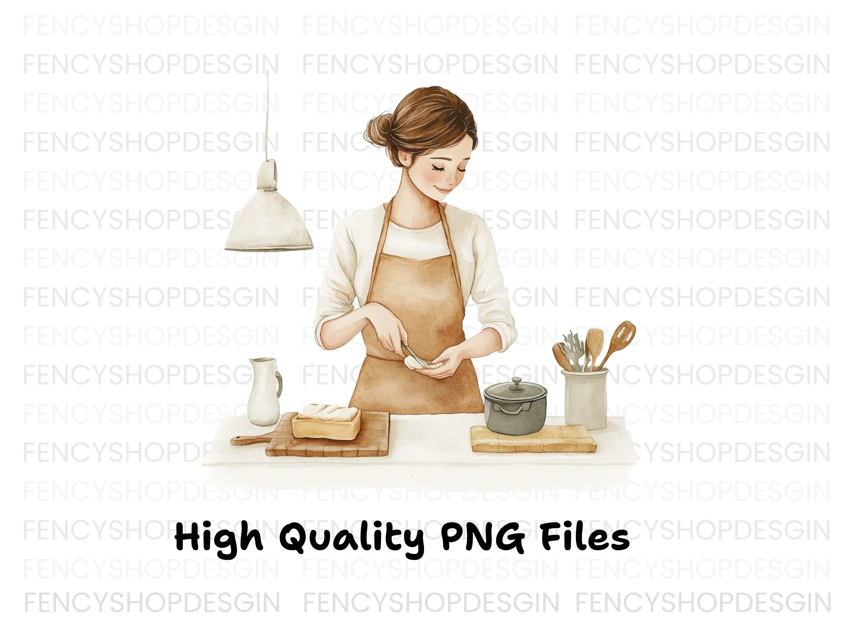 Kitchen Scene Woman Cooking Clipart Bundle - Image 2