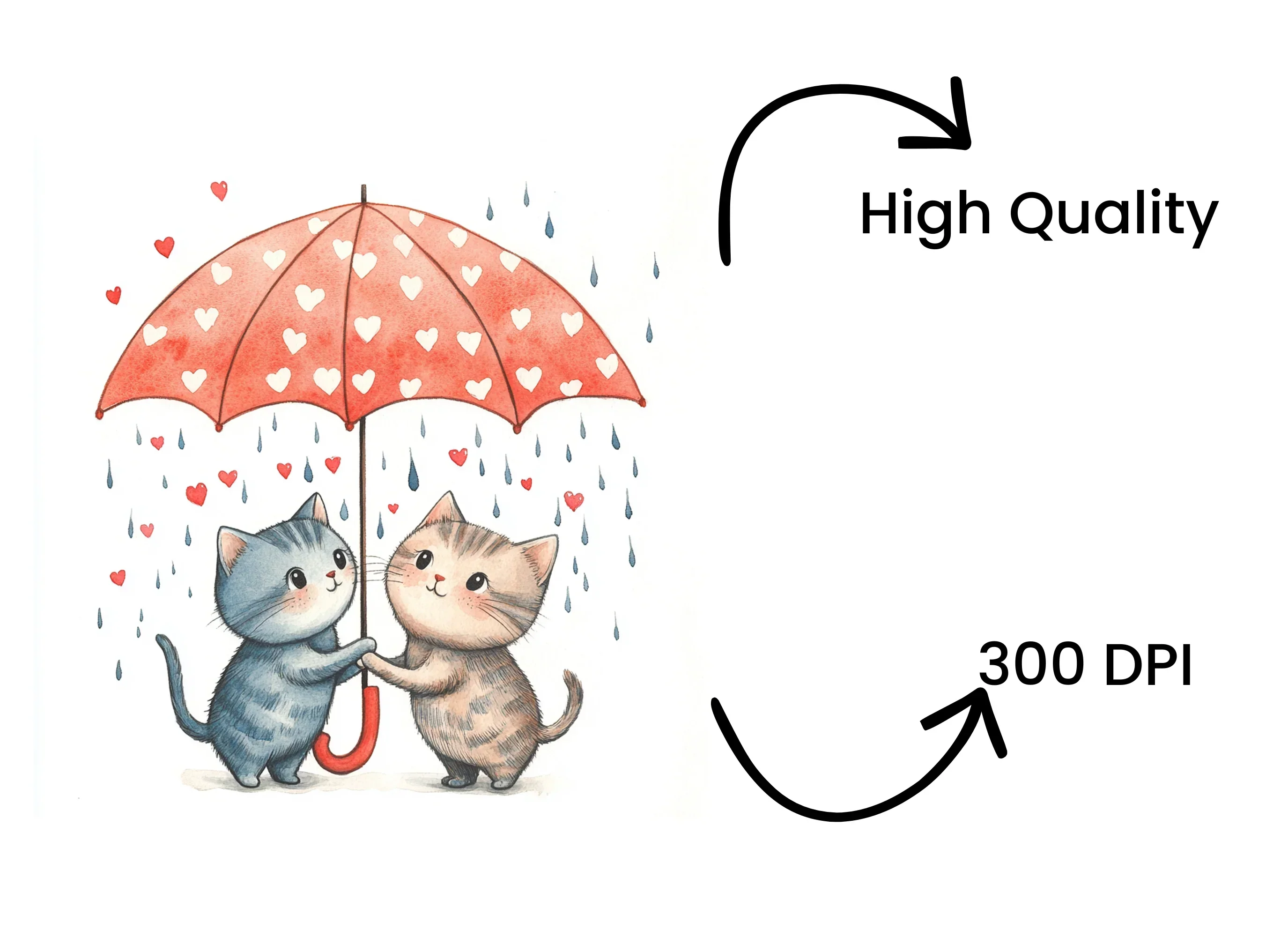 Kitten Couple Under Umbrella Clipart Bundle - Image 4