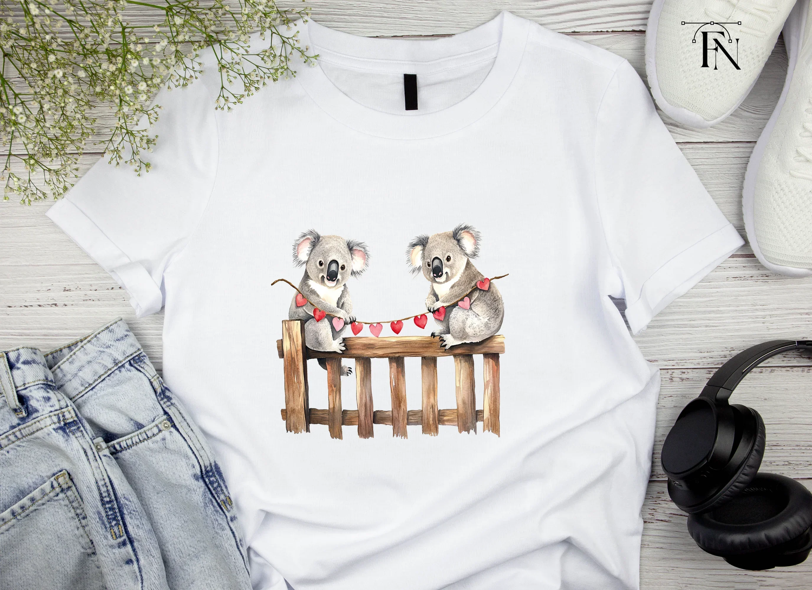 Koalas on Fence with Heart Garland Clipart Bundle - Image 4