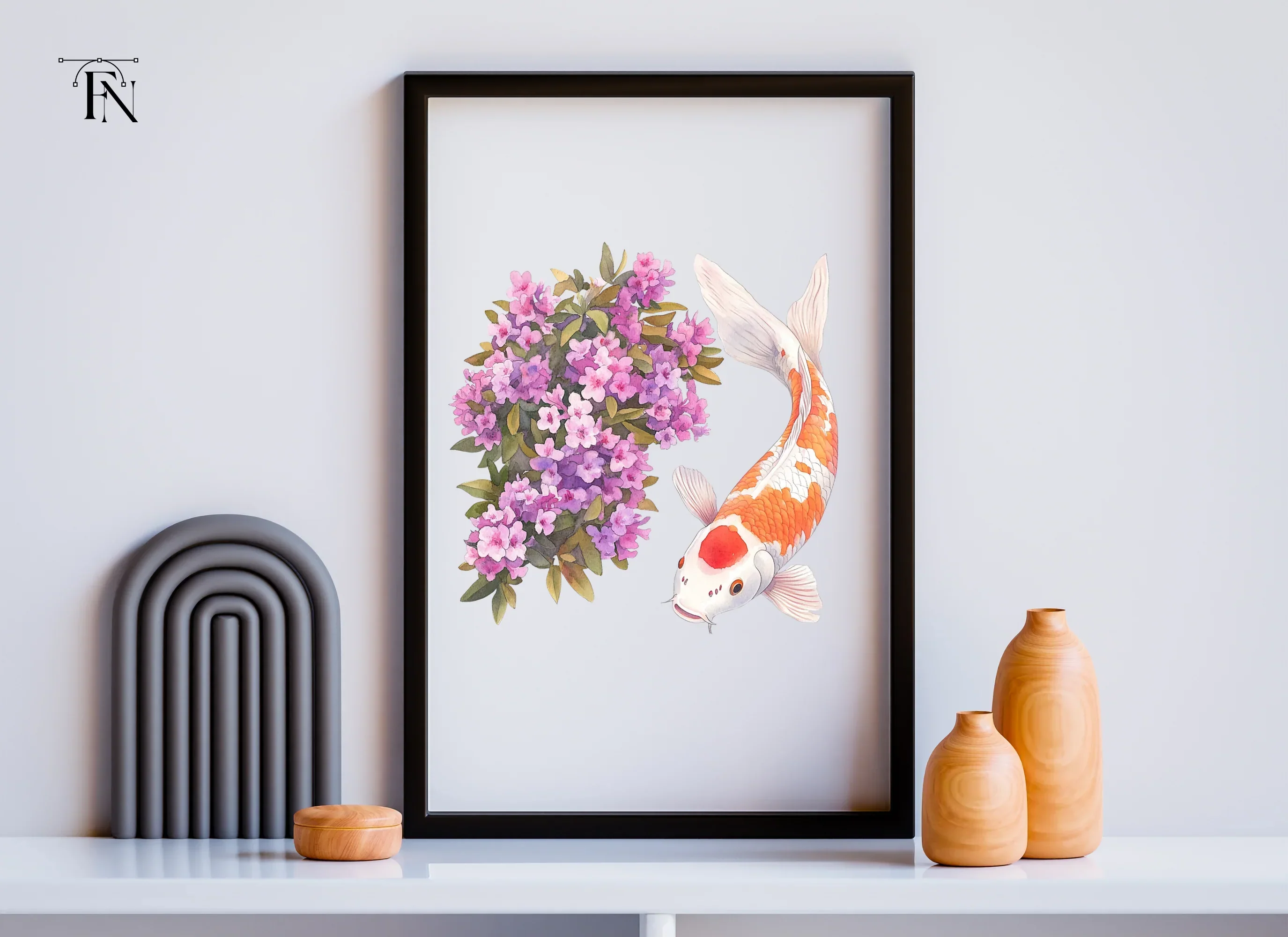 Koi Fish and Pink Flowers Clipart Bundle - Image 6
