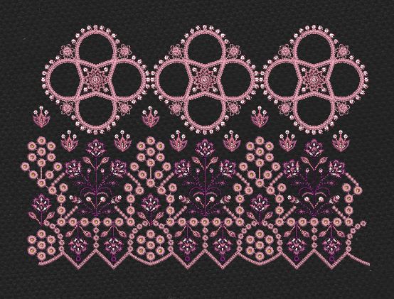 Lace Border Pink Embroidery Design