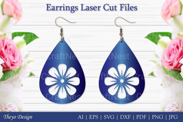 Laser Cut Flower Earrings SVG Bundle