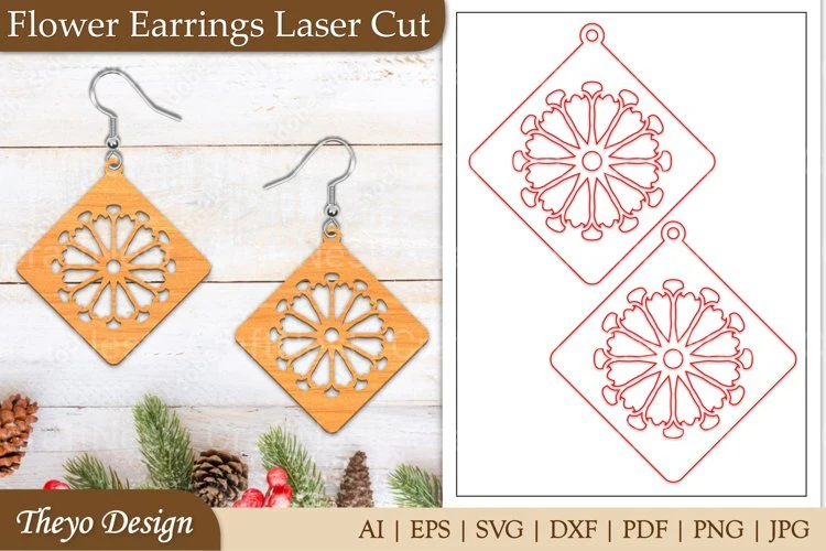 Lasercut Flower Earrings SVG Bundle