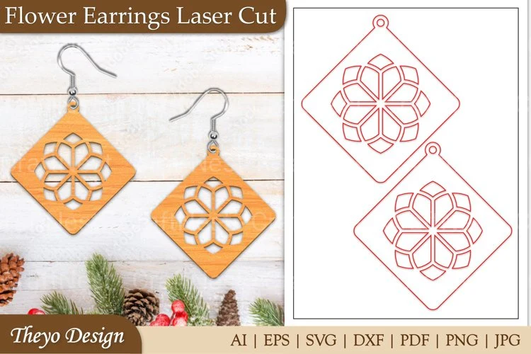 Lasercut Flower Earrings SVG Bundle