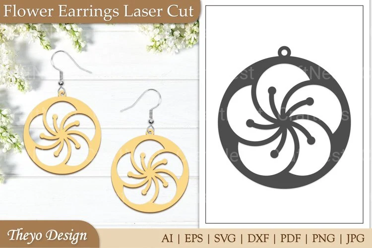 Lasercut Flower Earrings SVG Bundle
