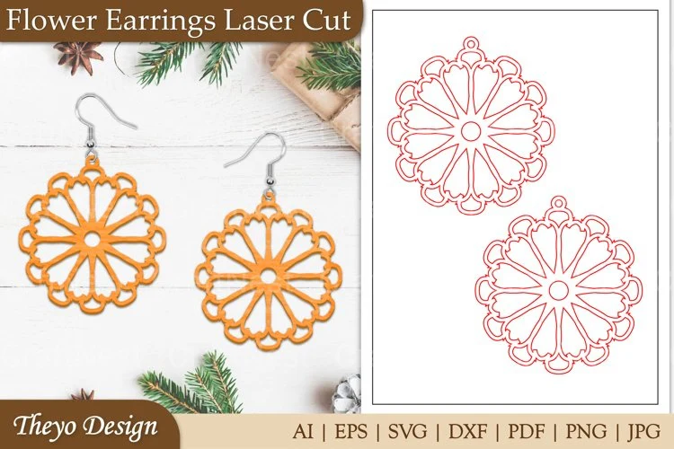 Lasercut Flower Earrings SVG Bundle