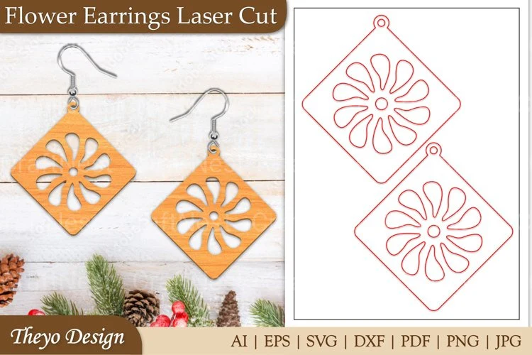 Lasercut Flower Earrings SVG Bundle