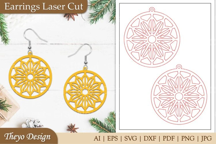 Lasercut Mandala Earrings SVG Bundle