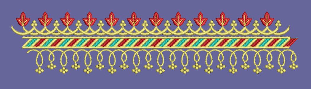 Lattice Cross Stitch Geometric Border Embroidery Design