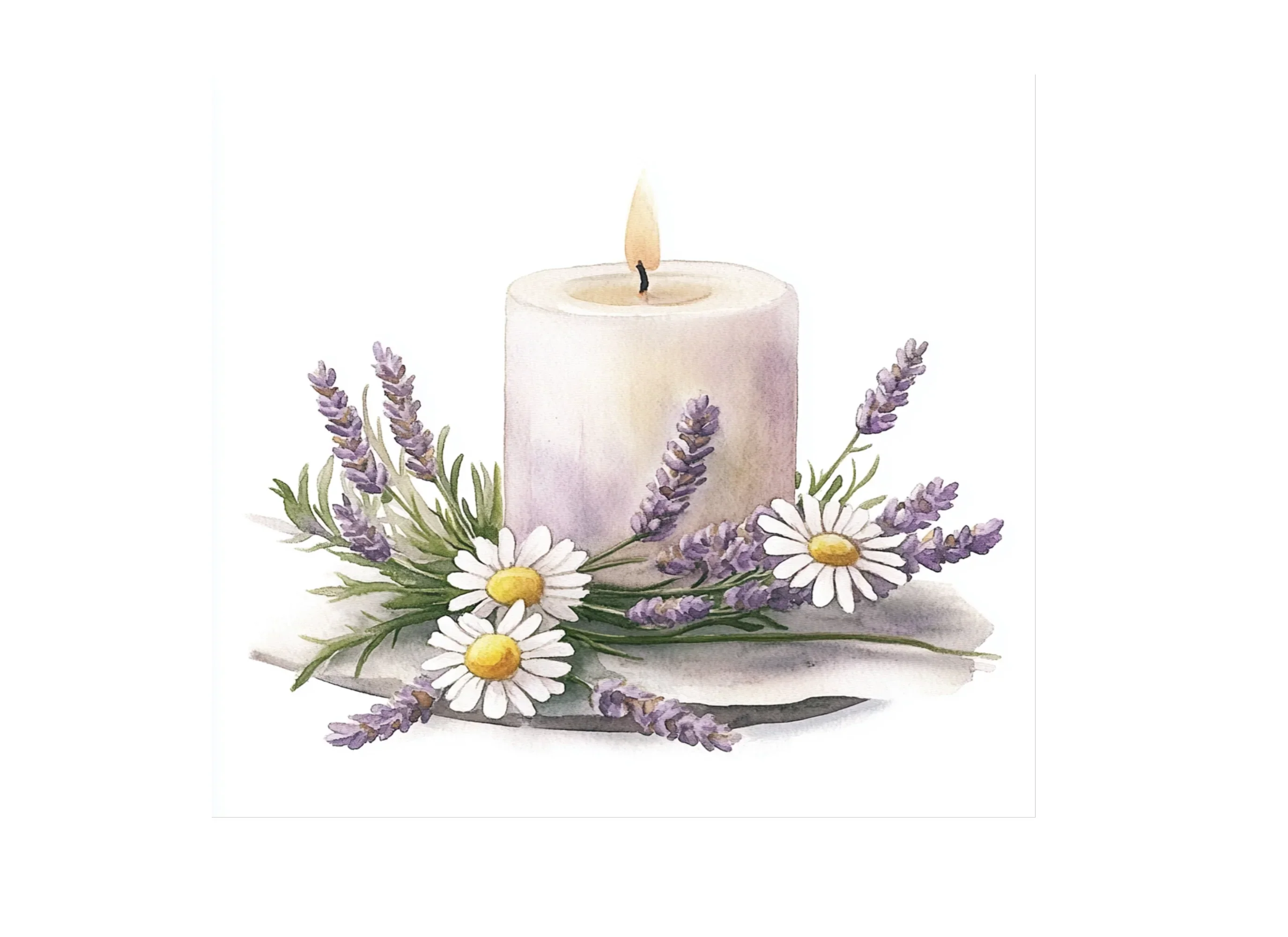 Lavender and Daisy Candle Clipart Bundle - Image 3