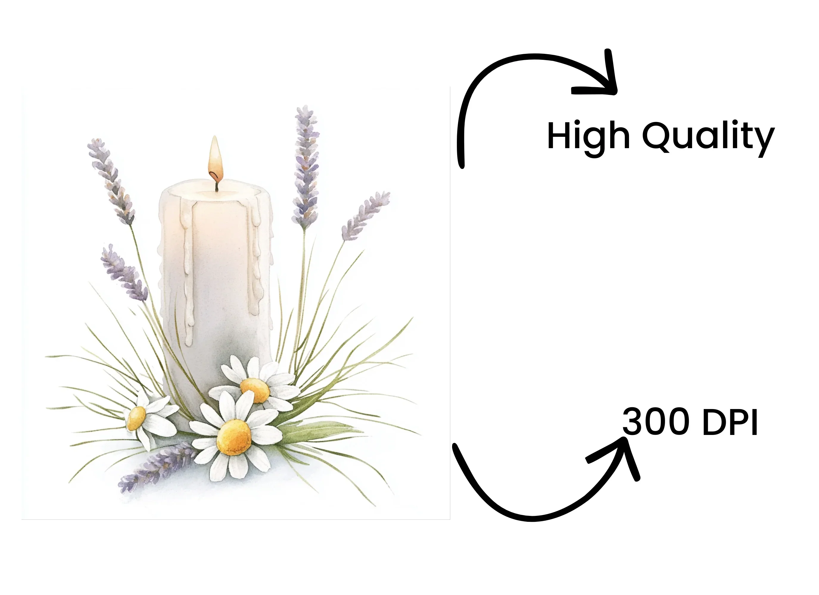 Lavender and Daisy Candle Clipart Bundle - Image 4