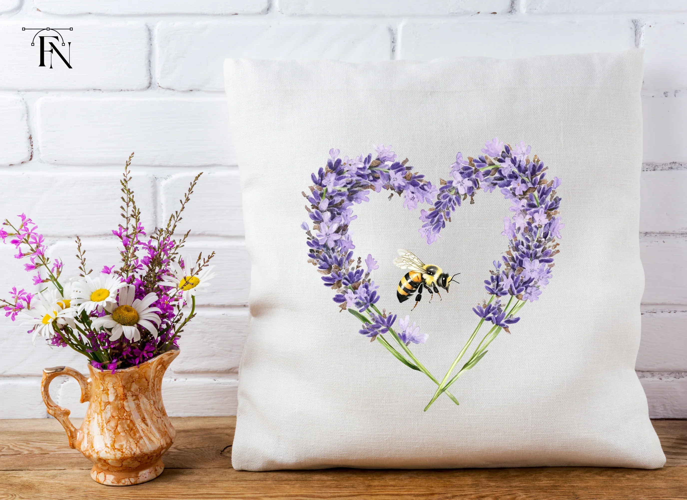 Lavender Heart with Bee Clipart Bundle - Image 5