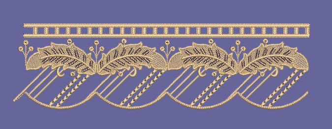 Leafy Scalloped Trellis Border Embroidery Design