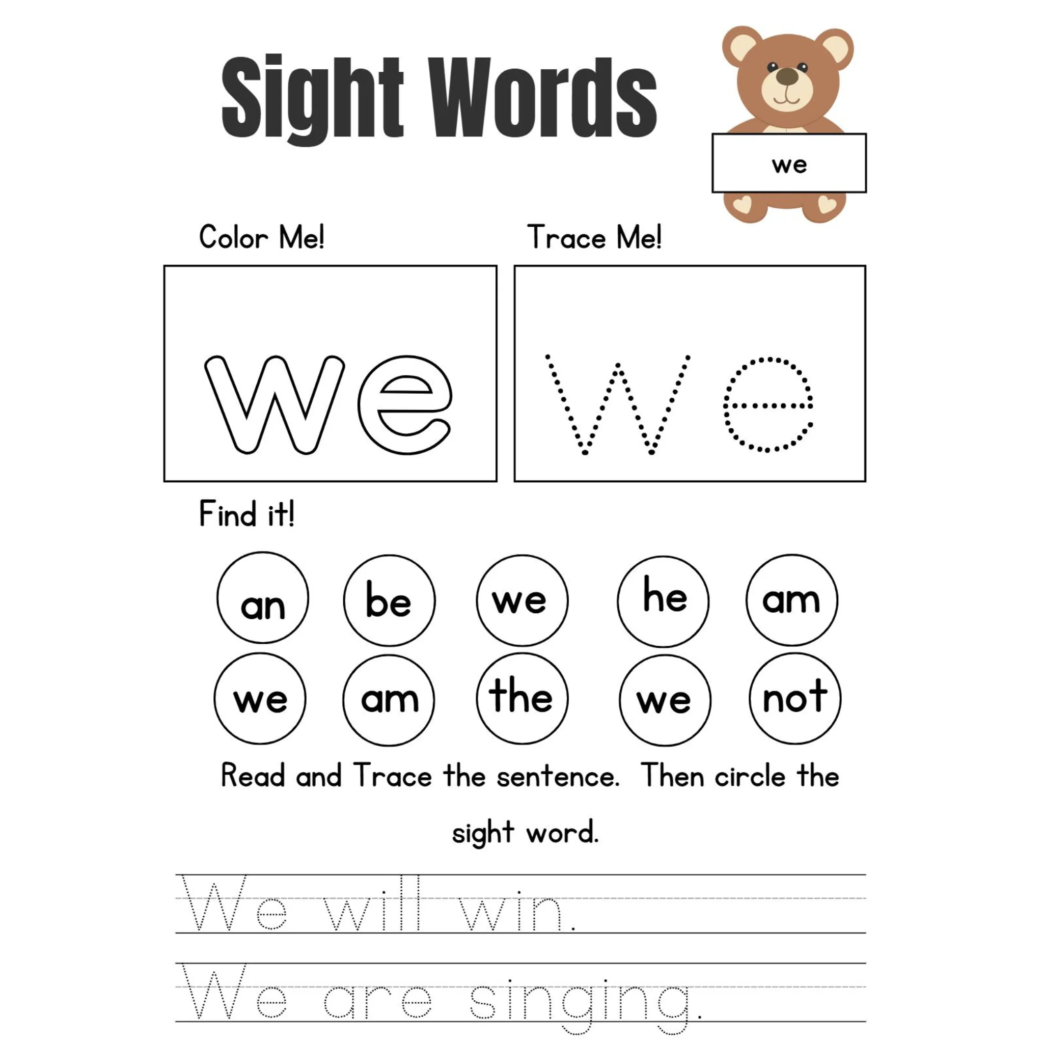 Learn Sight Words Tracing Worksheets - Image 4