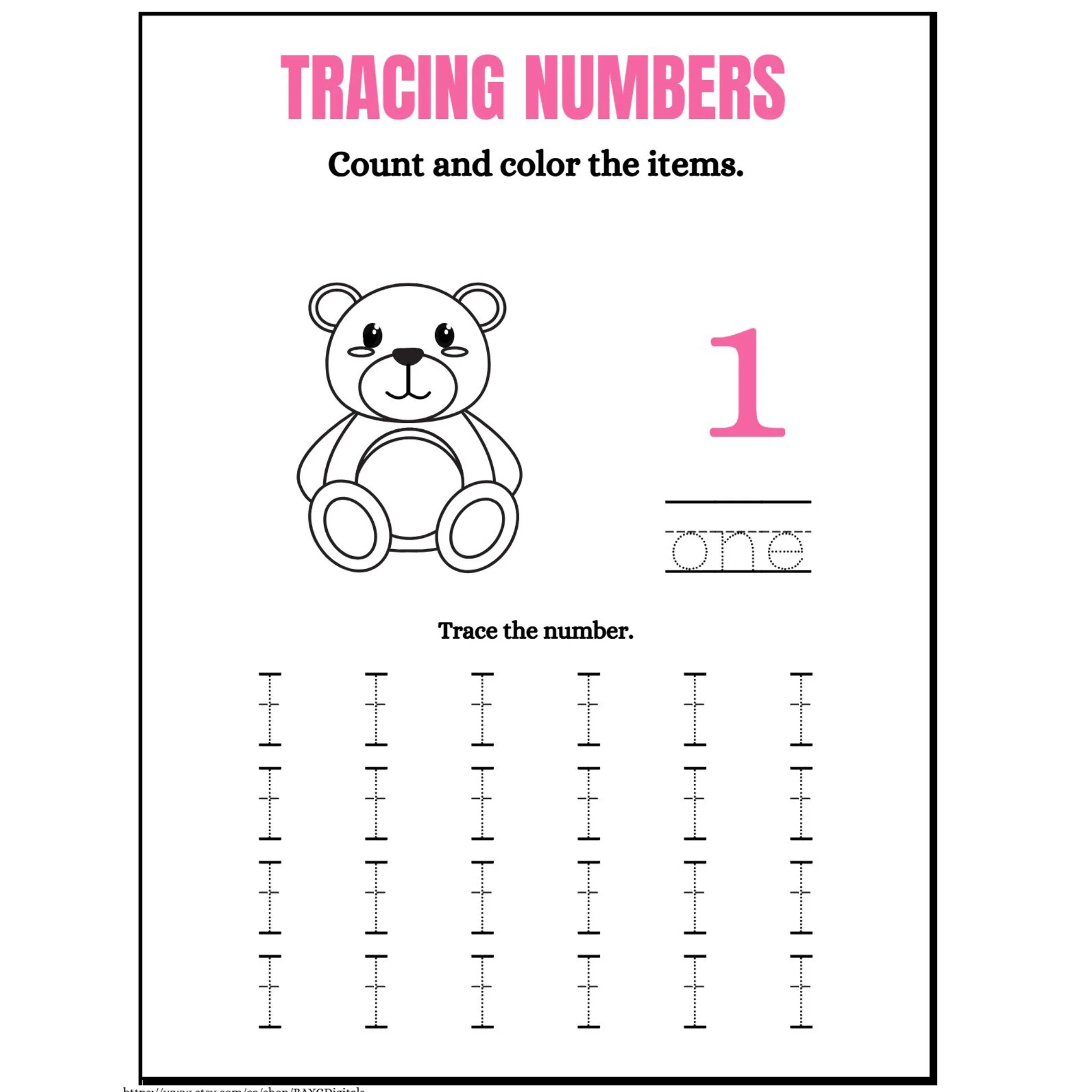 Let’s Count Number Tracing Worksheets - Image 5