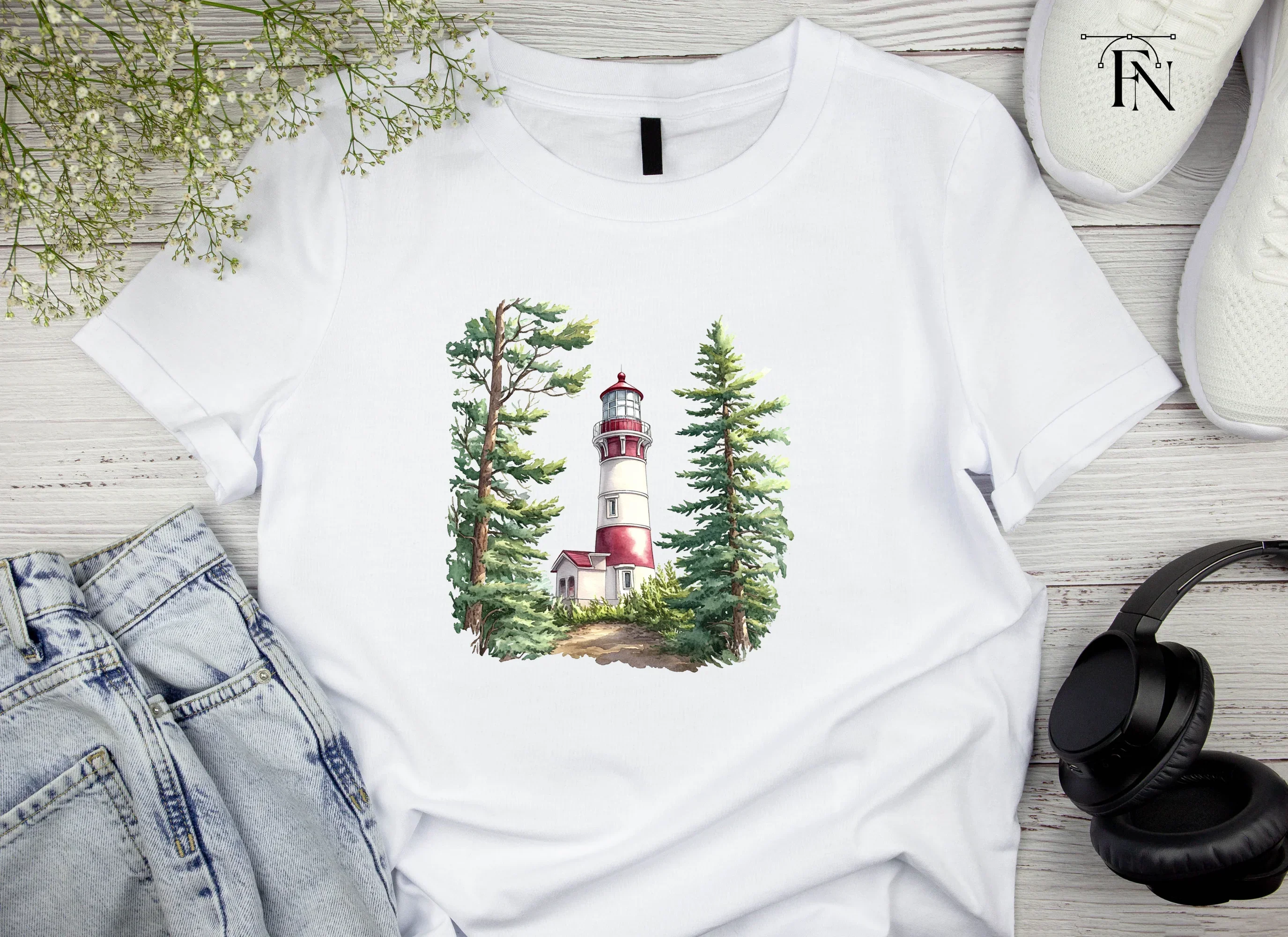 Lighthouse and Pine Trees Clipart Bundle - Image 5