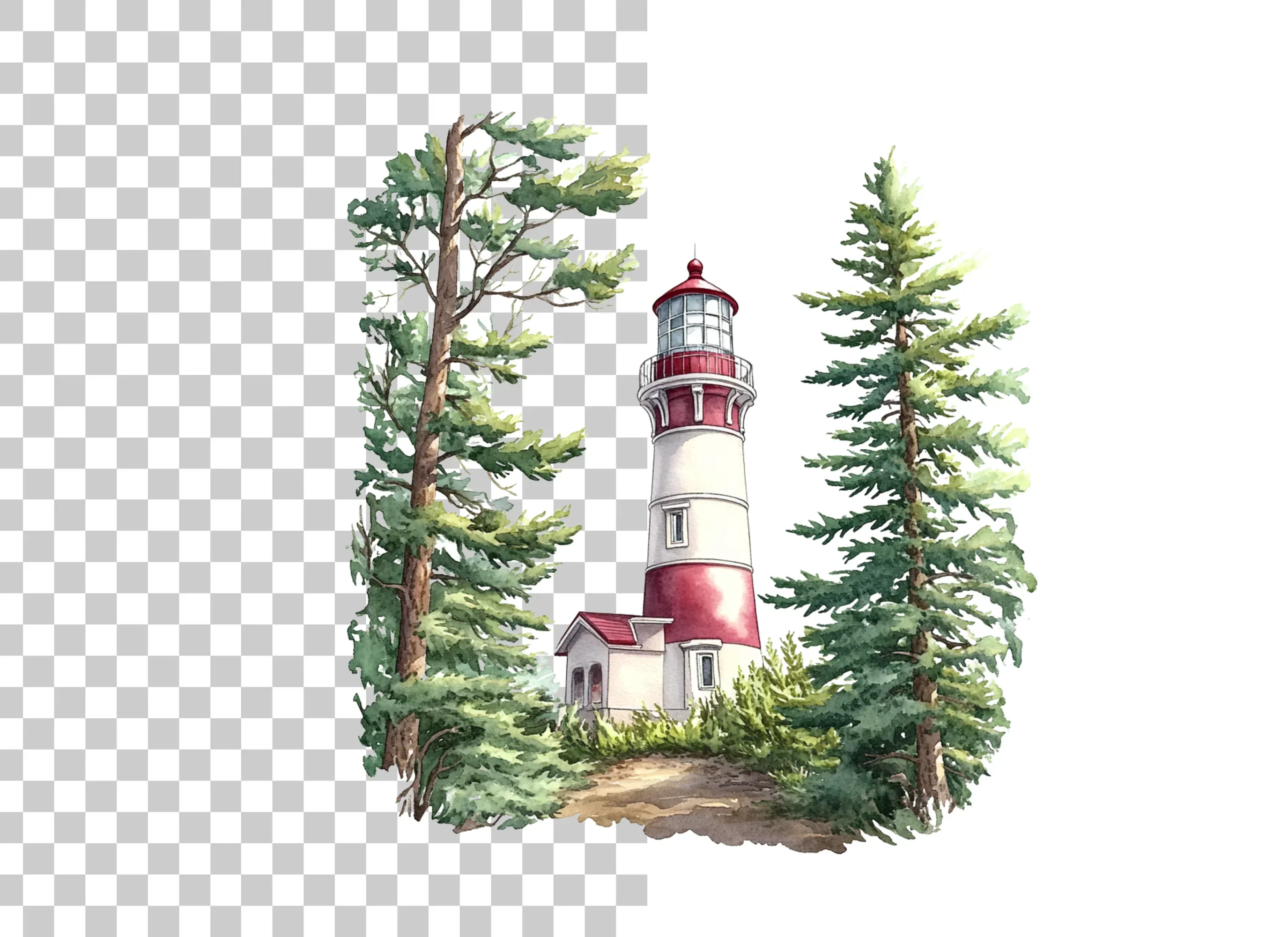 Lighthouse and Pine Trees Clipart Bundle - Image 6